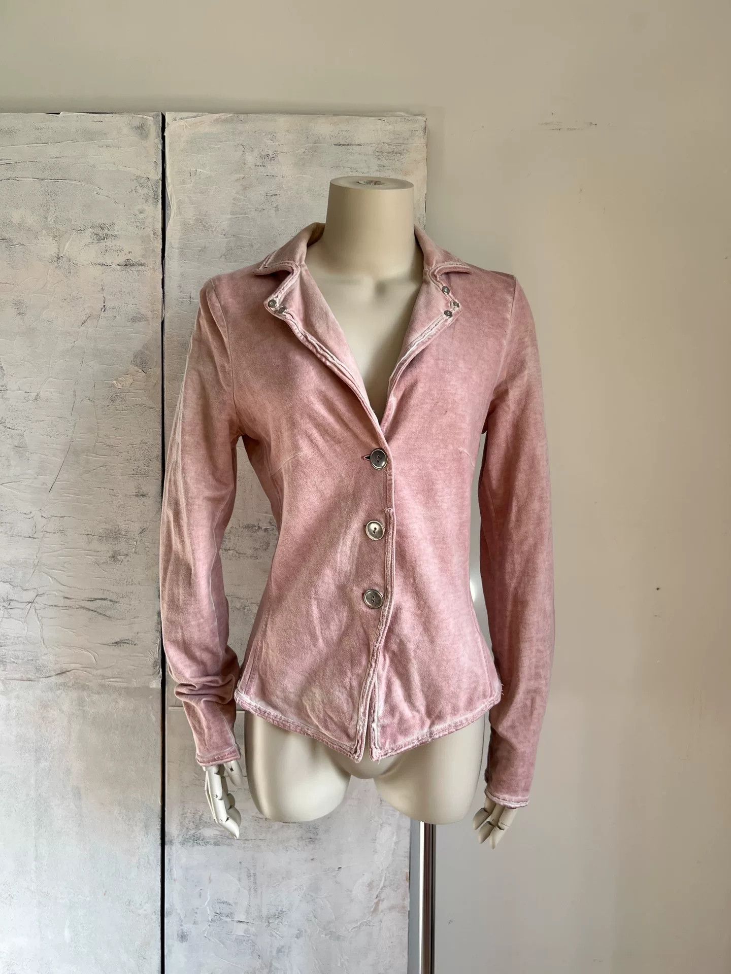 Vintage Vintage Pink Washed Distressed Cotton Jacket Size S / US 4 / IT 40 - 3 Thumbnail