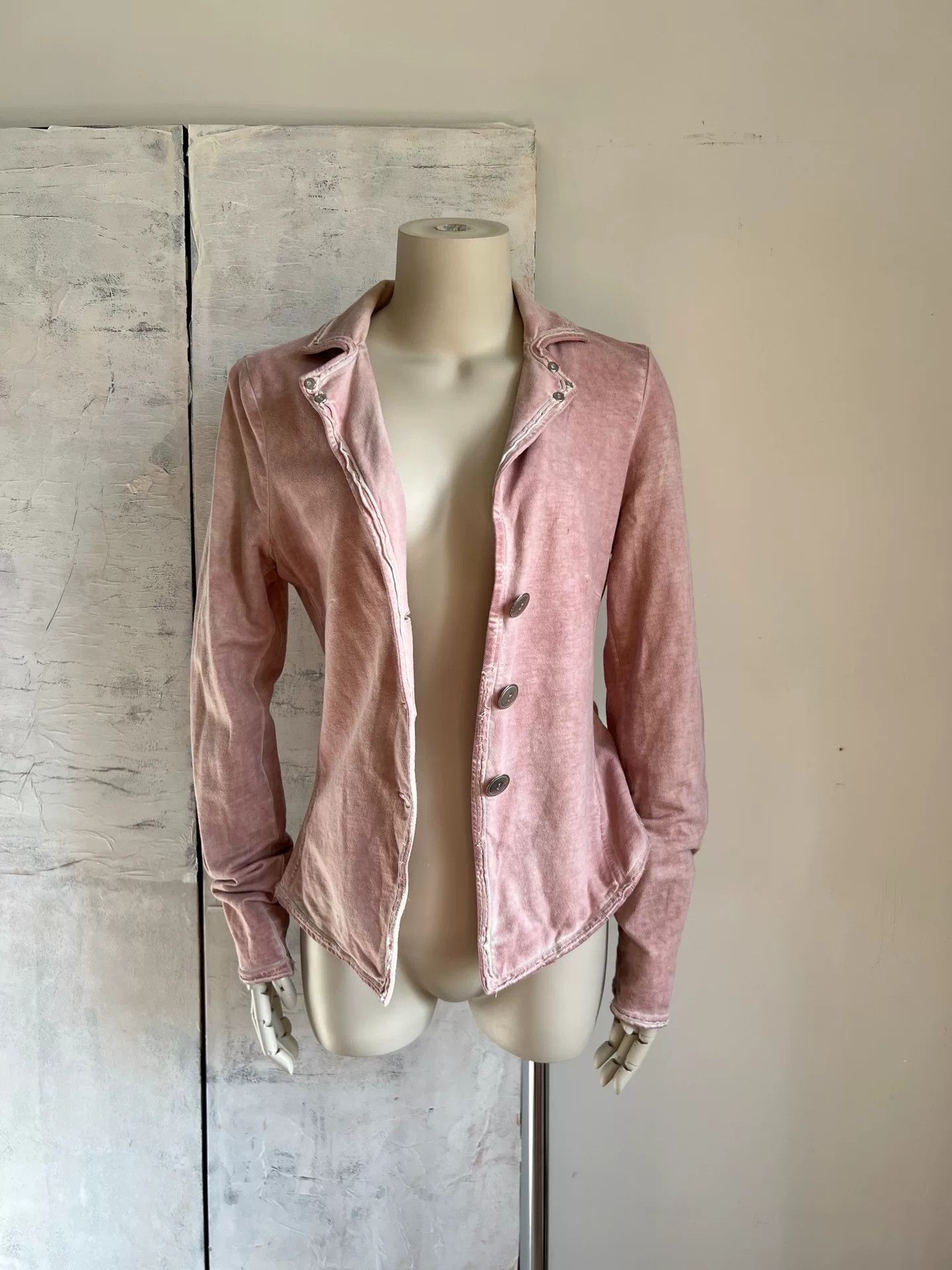 Vintage Vintage Pink Washed Distressed Cotton Jacket Size S / US 4 / IT 40 - 2 Thumbnail