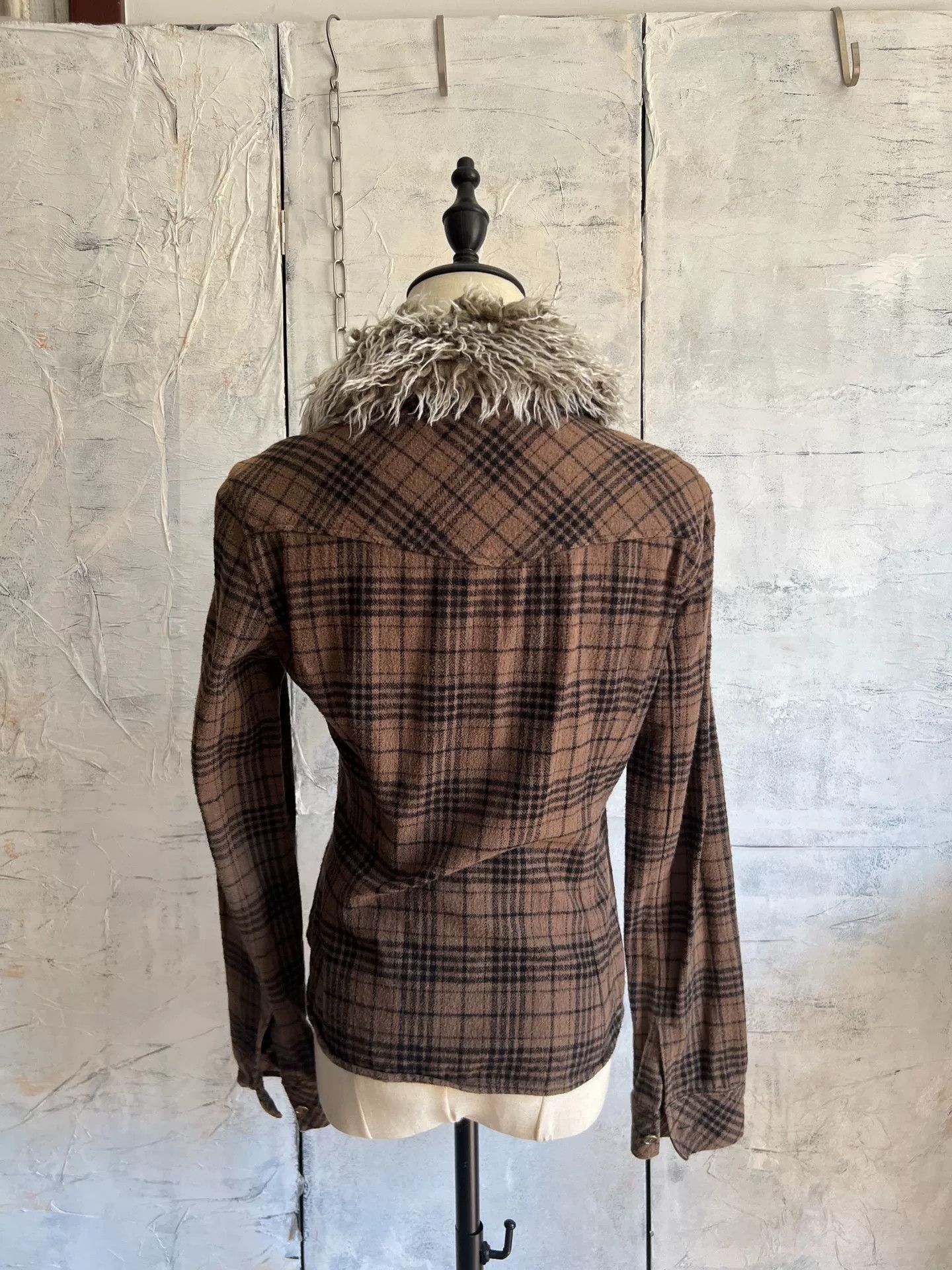 Vintage Vintage Japanese Plaid Fur Collar Jacket Size S / US 4 / IT 40 - 5 Thumbnail