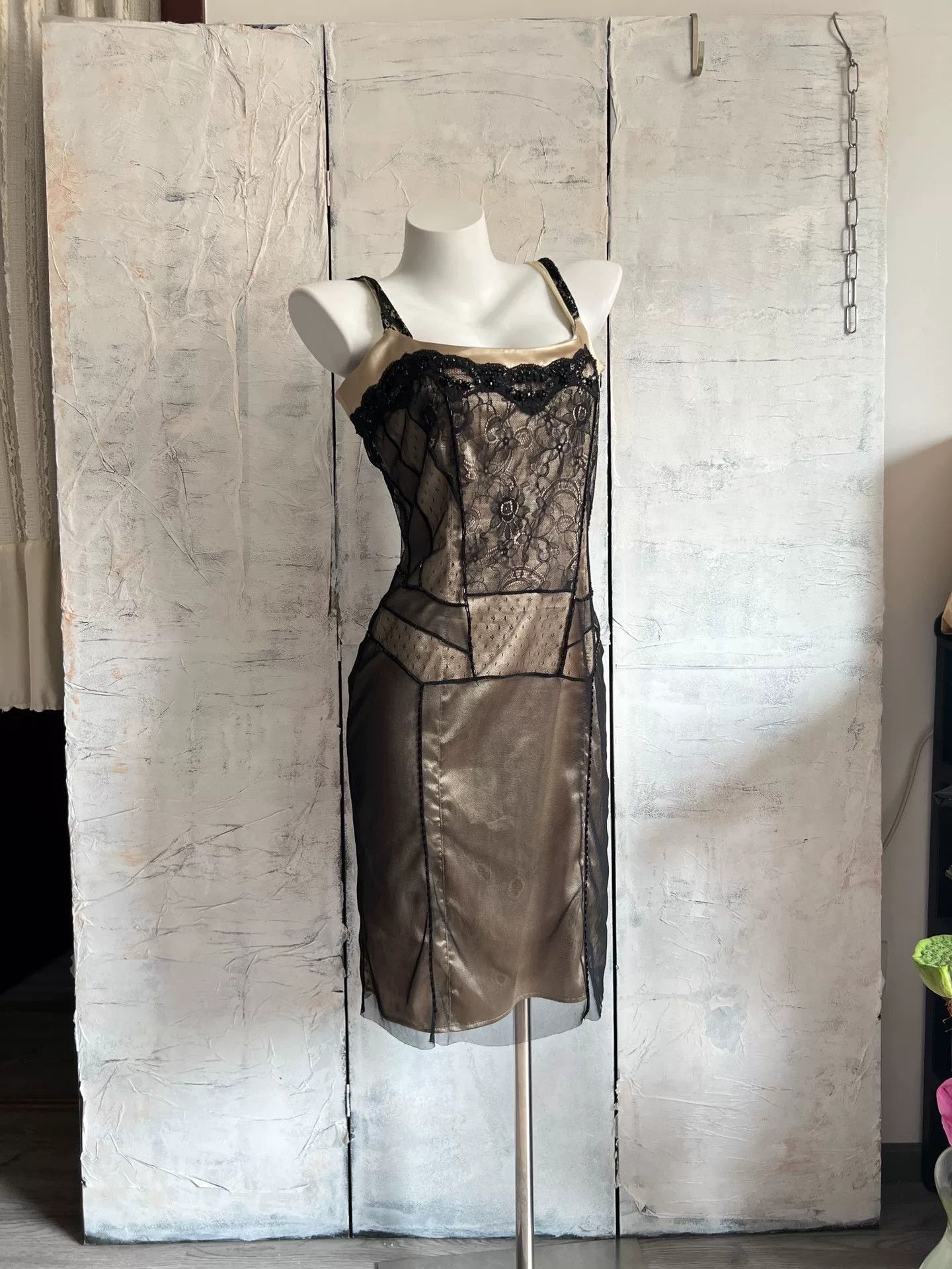 Vintage Vintage Italian Tulle Lace Beaded Dress Size XL / US 12-14 / IT 48-50 - 3 Thumbnail