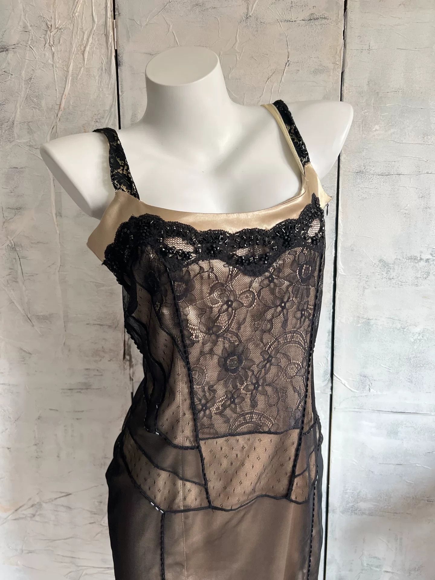 Vintage Vintage Italian Tulle Lace Beaded Dress Size XL / US 12-14 / IT 48-50 - 2 Thumbnail