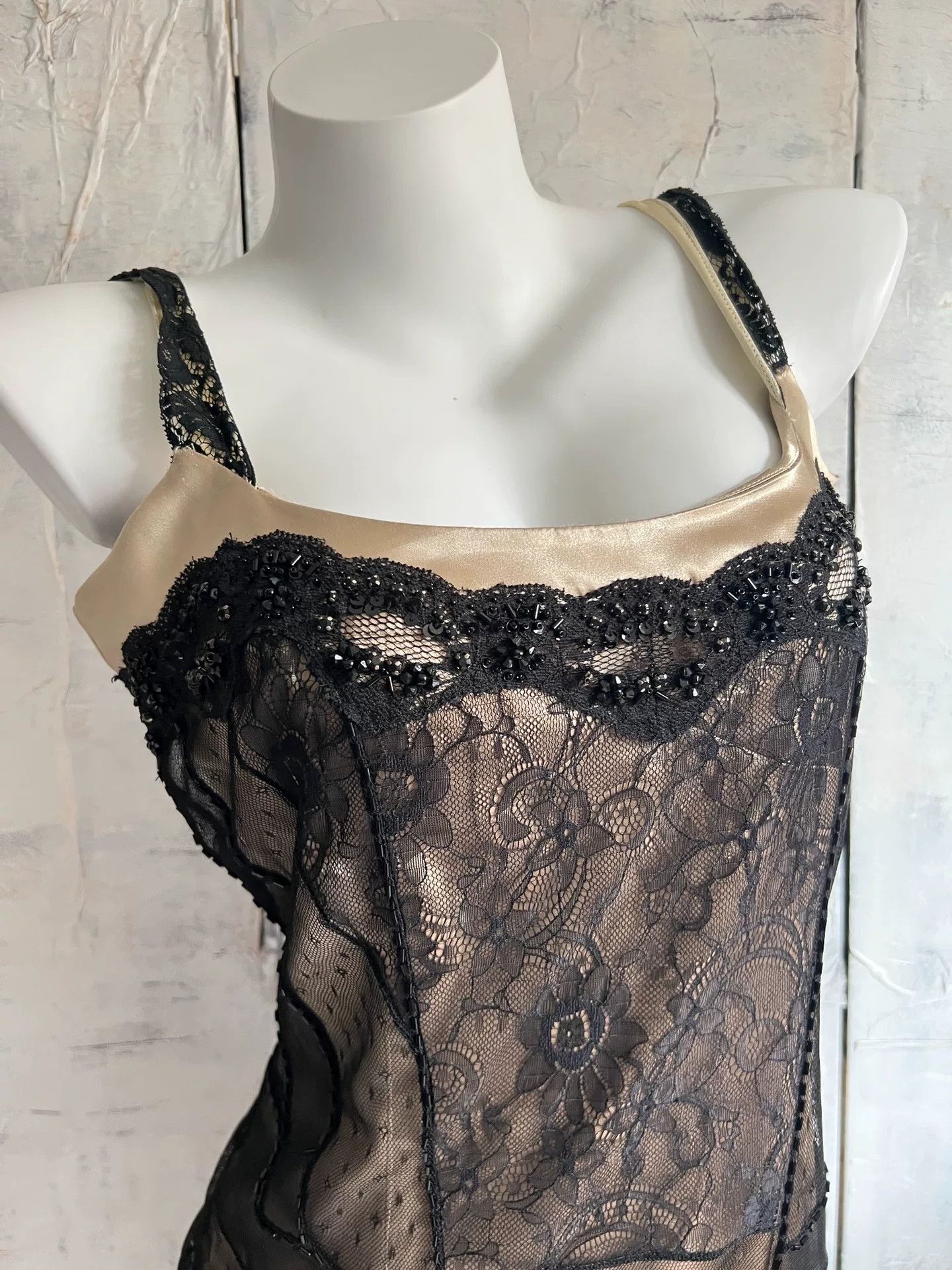 Vintage Vintage Italian Tulle Lace Beaded Dress Size XL / US 12-14 / IT 48-50 - 4 Thumbnail