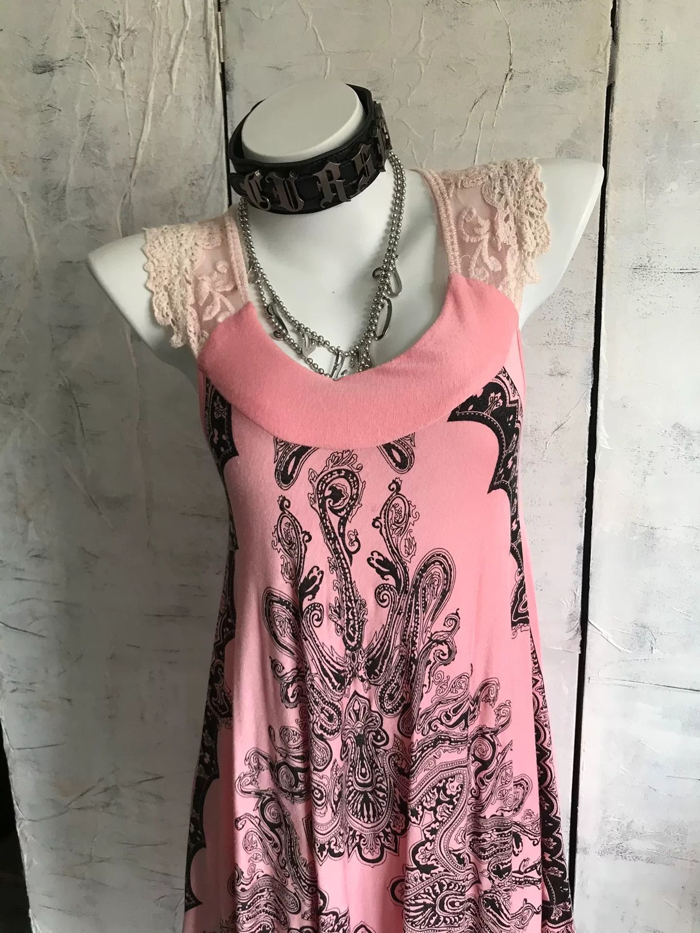 Vintage Vintage Gothic Totem Print Lace Vest Dress Size M / US 6-8 / IT 42-44 - 4 Thumbnail