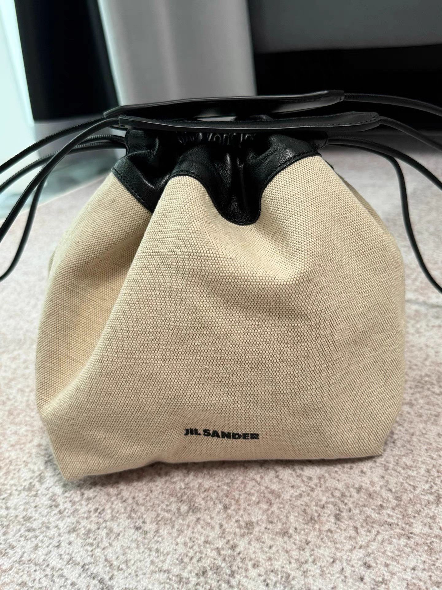 Jil Sander White Canvas Drawstring Pouch Bag Size ONE SIZE - 3 Thumbnail