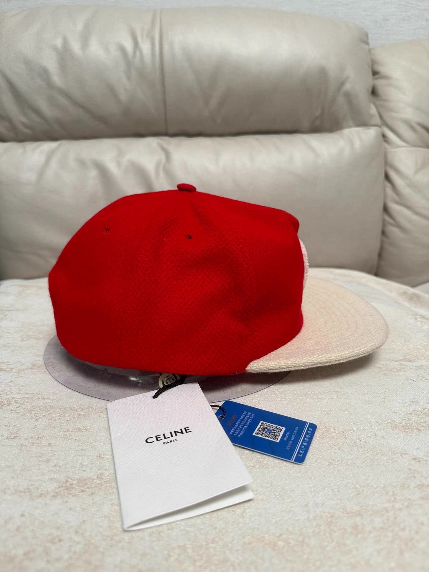 Celine Red Snapback Hat with Pink C Logo Size ONE SIZE - 3 Thumbnail