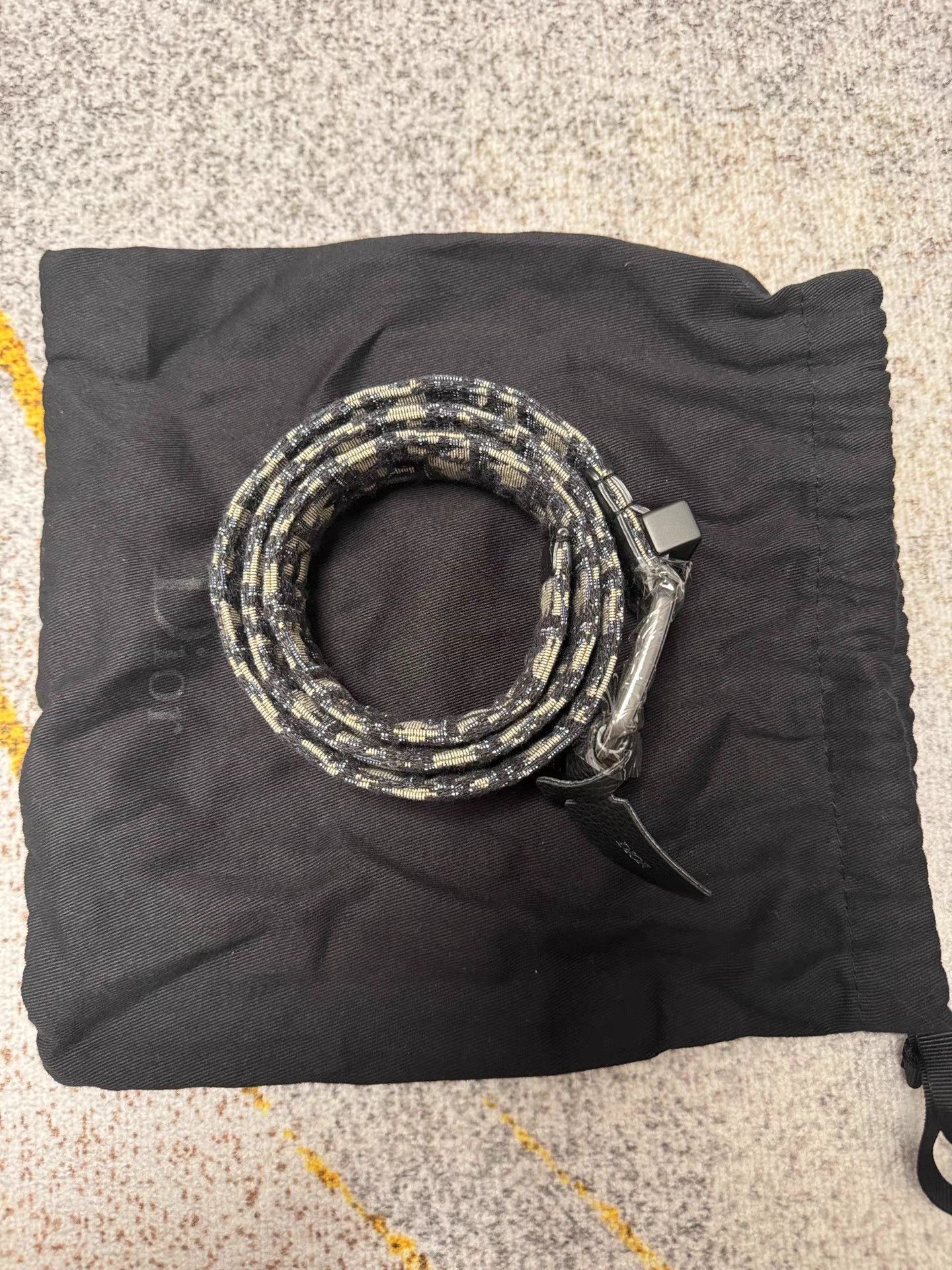 Dior Black Patterned Belt with Buckle Size ONE SIZE - 4 Thumbnail
