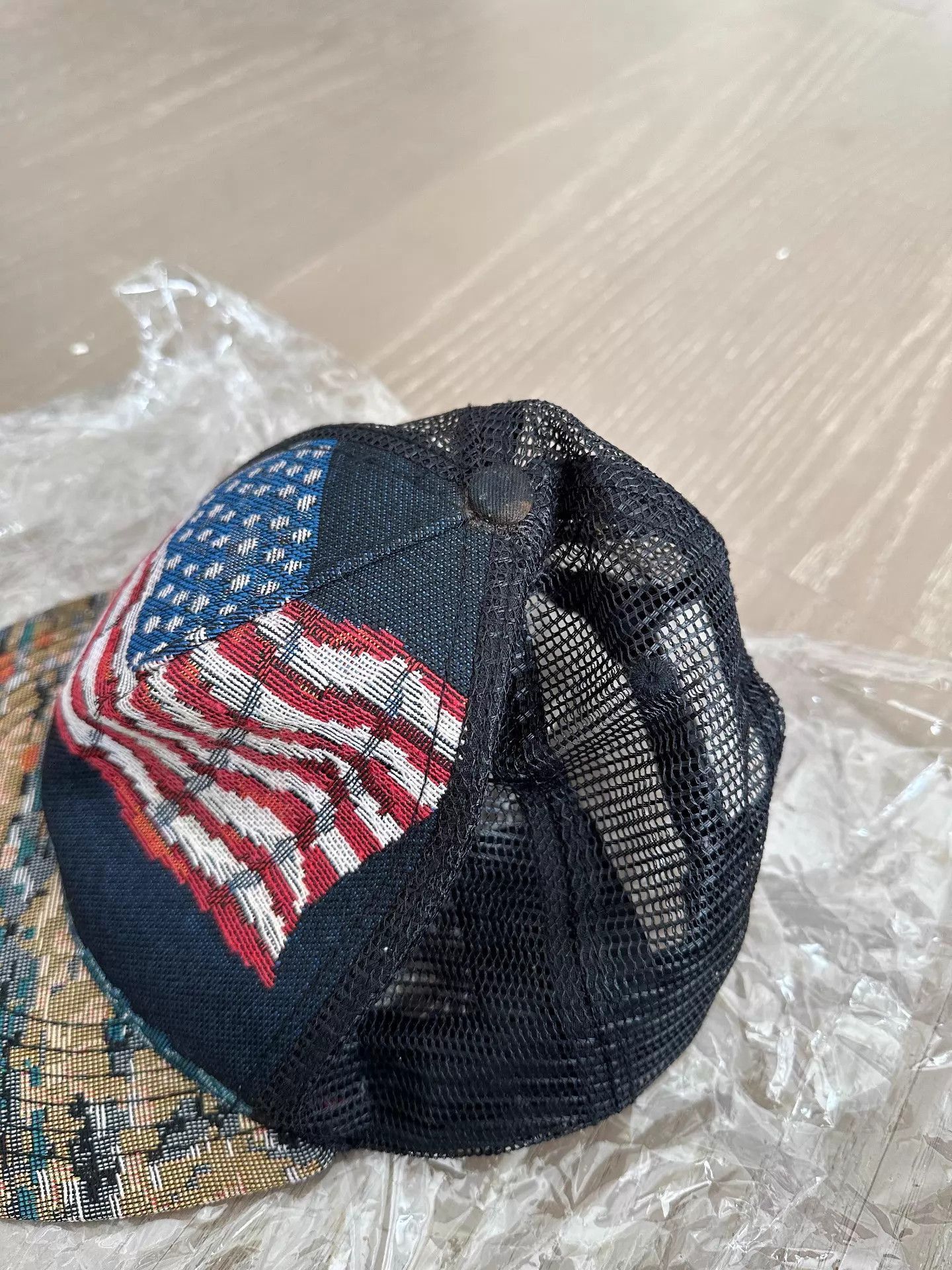 Saint Laurent Paris American Flag Embroidered Mesh Trucker Hat Size ONE SIZE - 2 Thumbnail