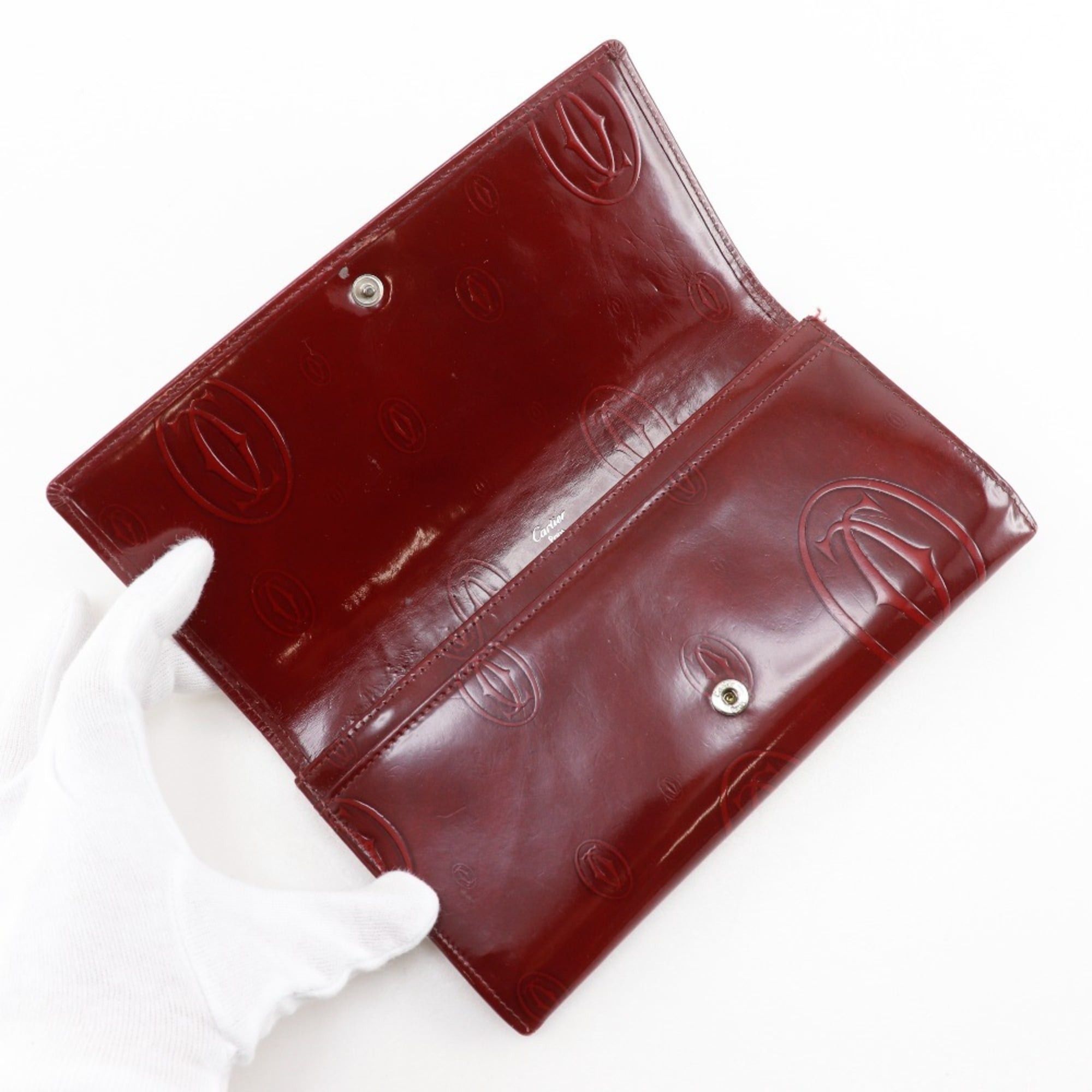 Cartier Cartier Happy Birthday Long Wallet CRL3000722 Patent Leather Bordeaux Snap Button Women's Size ONE SIZE - 5 Thumbnail