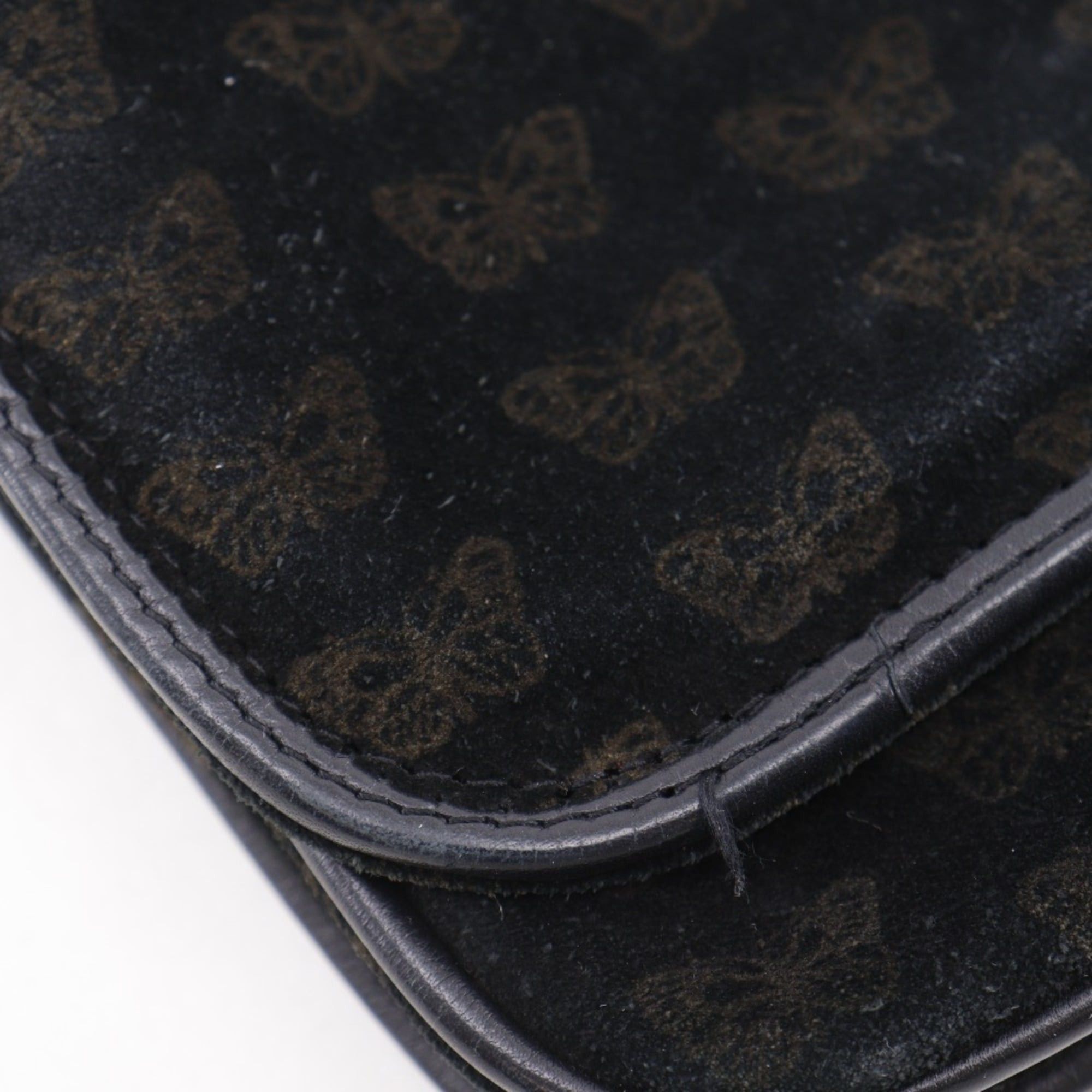 Bottega Veneta Bottega Veneta 2-Way Shoulder Tote Bag, Butterfly Pattern, Suede, Black, Design, 2-Way, A5 Size, Snap Button Closure, Women's Size ONE SIZE - 11 Thumbnail