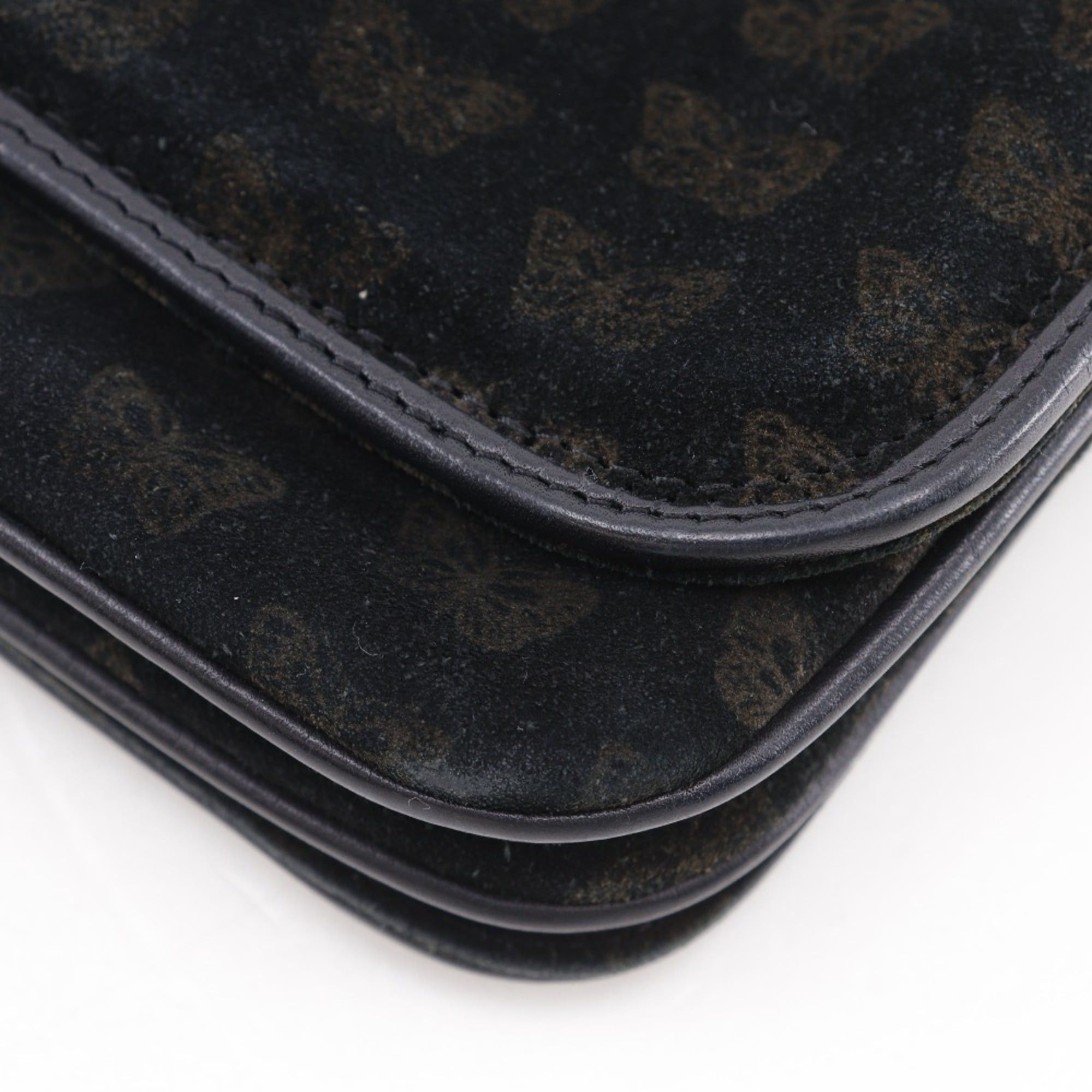 Bottega Veneta Bottega Veneta 2-Way Shoulder Tote Bag, Butterfly Pattern, Suede, Black, Design, 2-Way, A5 Size, Snap Button Closure, Women's Size ONE SIZE - 5 Thumbnail