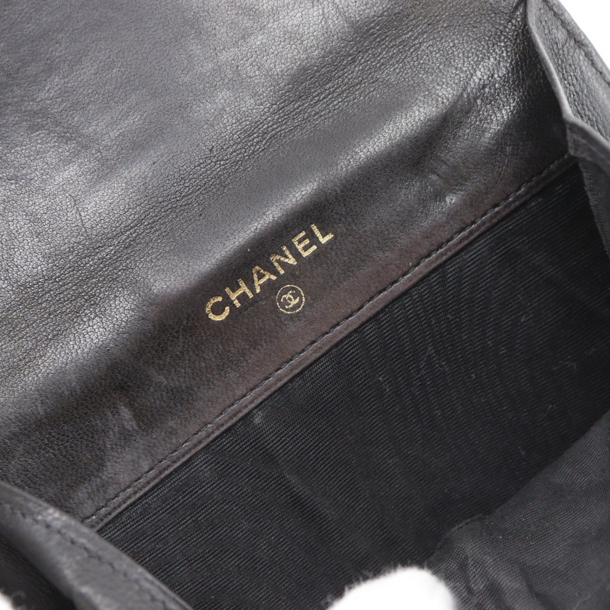 Chanel Chanel Coco Mark Bi-fold Wallet, Lambskin, Black, Snap Button, Women's Size ONE SIZE - 8 Thumbnail