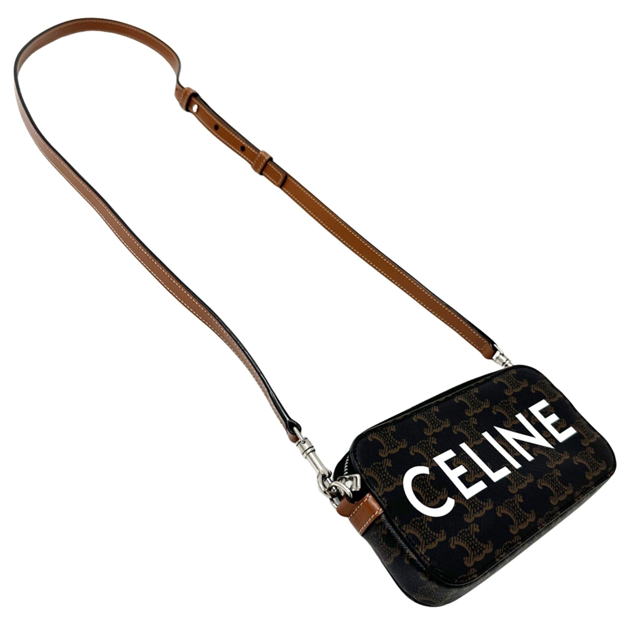 Celine Celine handbag for women, Triomphe shoulder bag, coated canvas horizontal pouch, brown mini crossbody bag. Size ONE SIZE - 5 Thumbnail