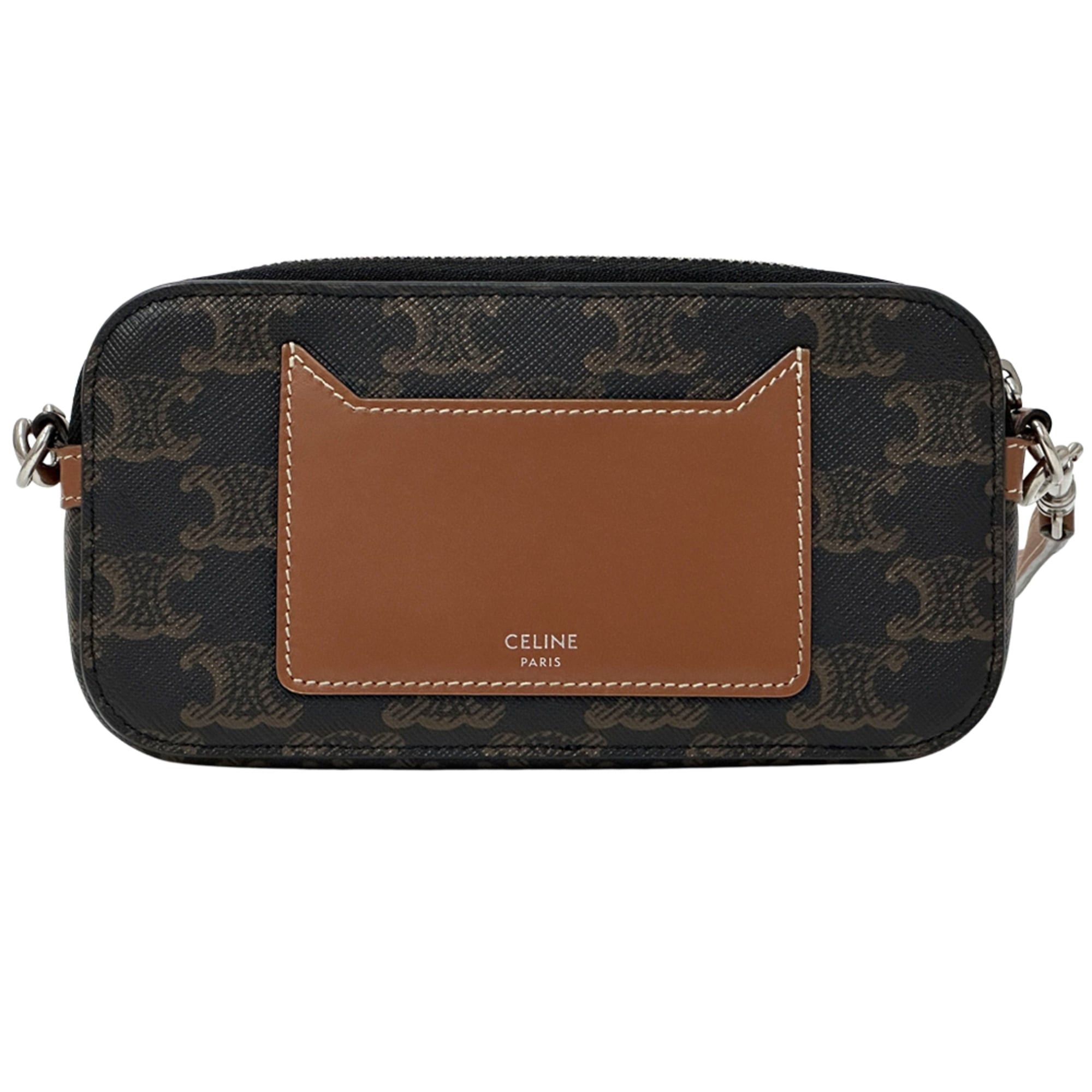 Celine Celine handbag for women, Triomphe shoulder bag, coated canvas horizontal pouch, brown mini crossbody bag. Size ONE SIZE - 2 Thumbnail