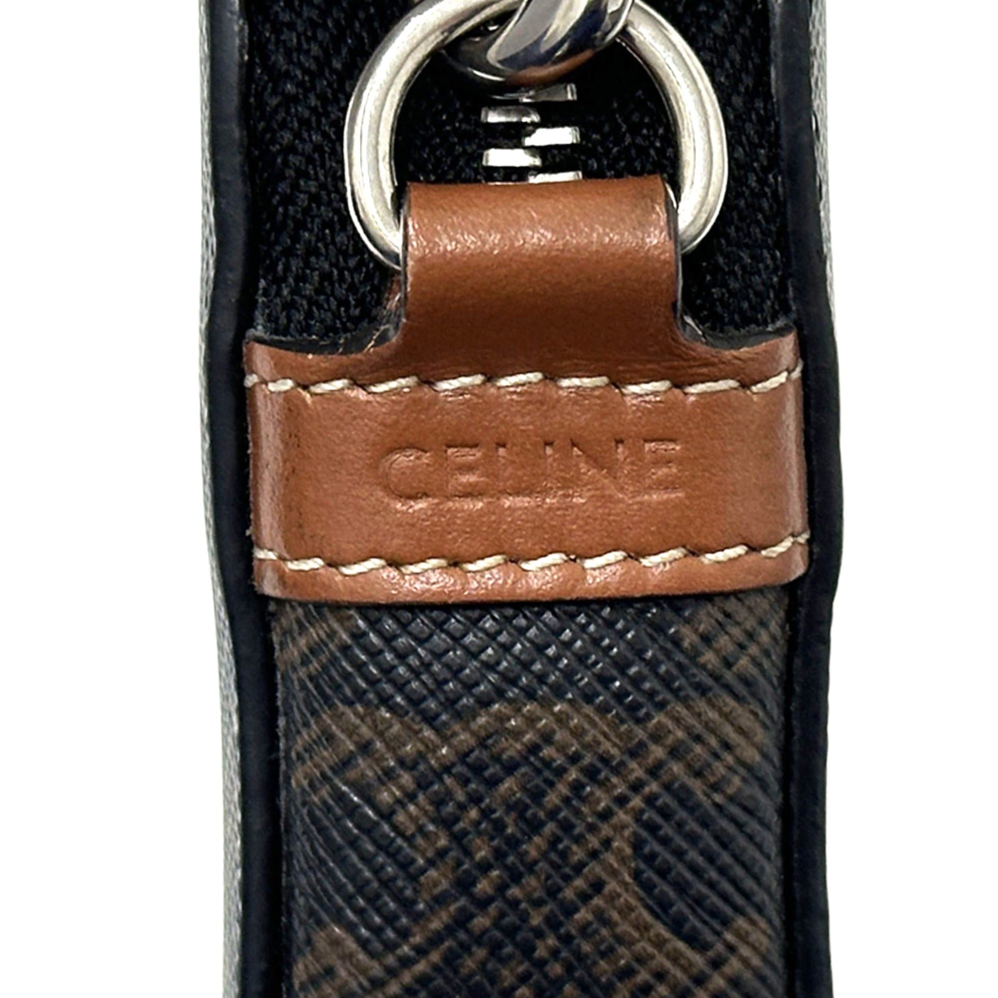 Celine Celine handbag for women, Triomphe shoulder bag, coated canvas horizontal pouch, brown mini crossbody bag. Size ONE SIZE - 4 Thumbnail