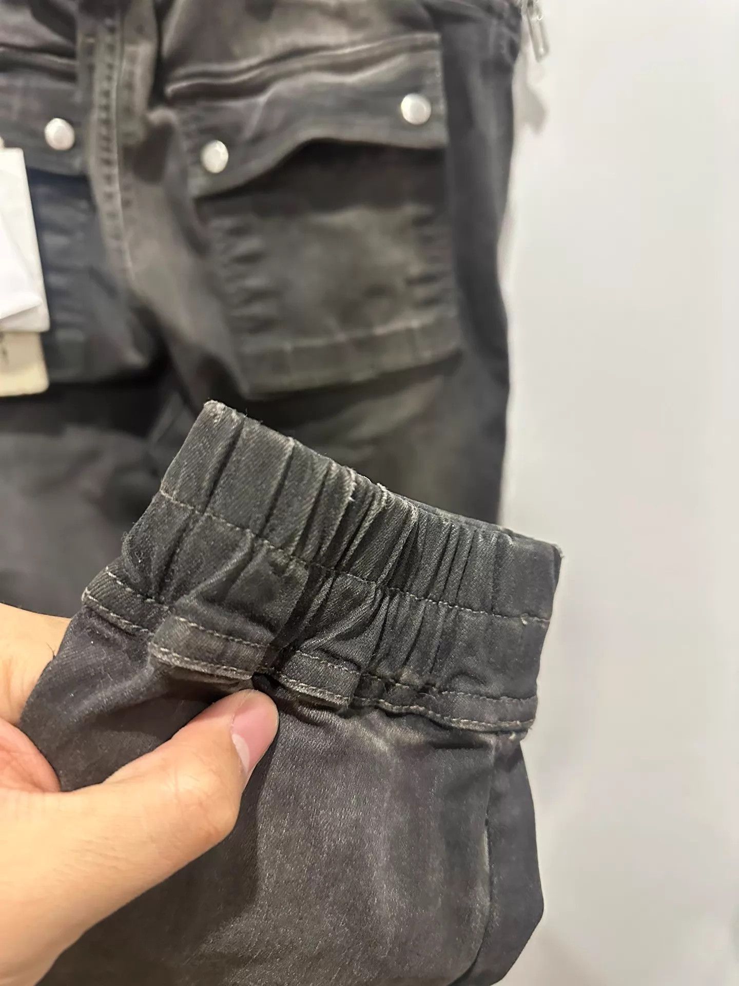 Rick Owens Gray Denim Pants with Asymmetrical Zipper and Cargo Pockets Size US 32 / EU 48 - 2 Thumbnail