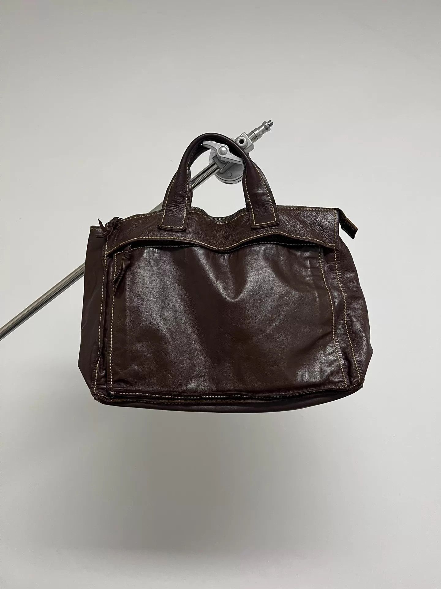Miu Miu Brown Leather Handbag with Top Handles Size ONE SIZE - 4 Thumbnail
