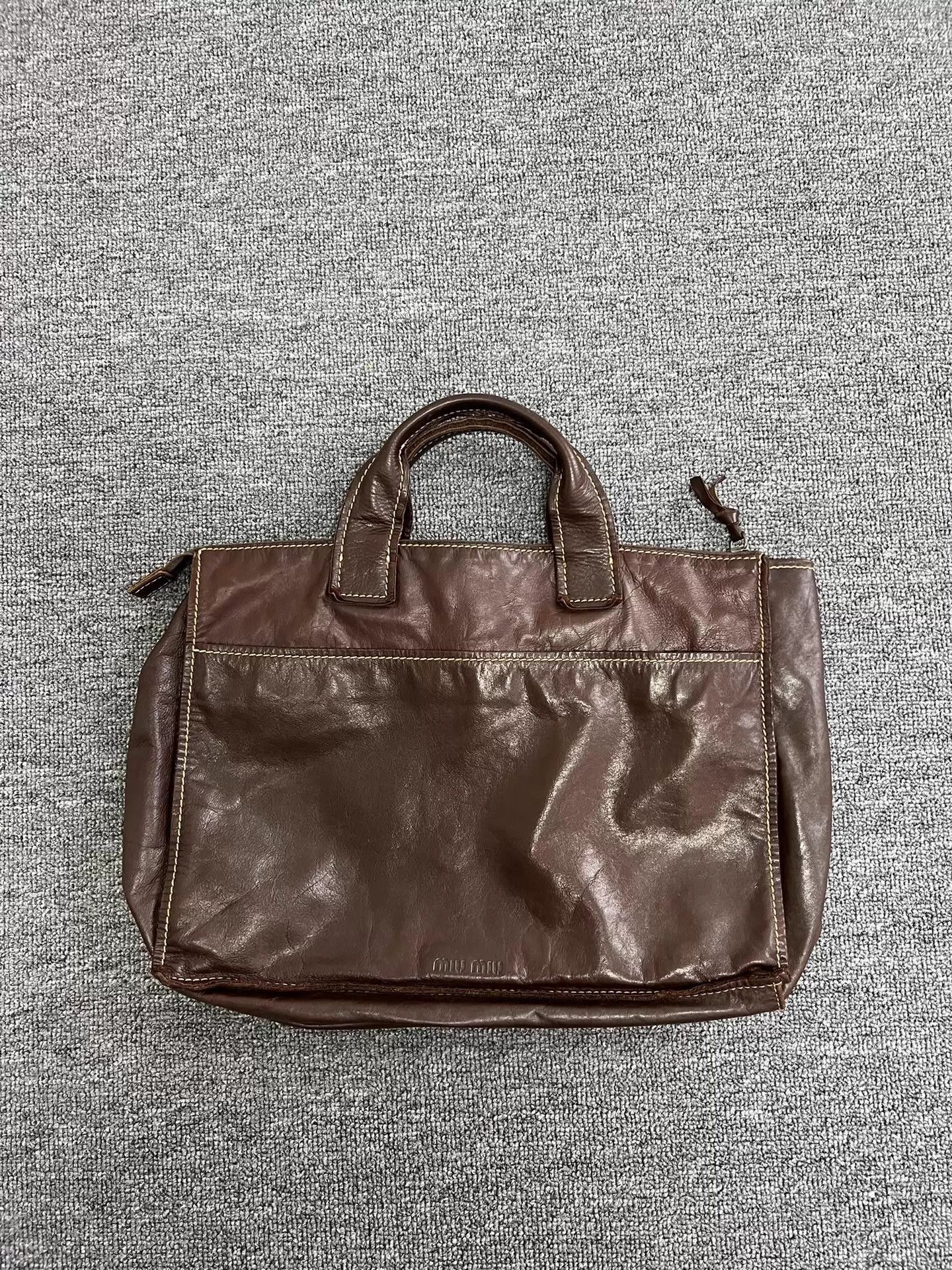 Miu Miu Brown Leather Handbag with Top Handles Size ONE SIZE - 5 Thumbnail