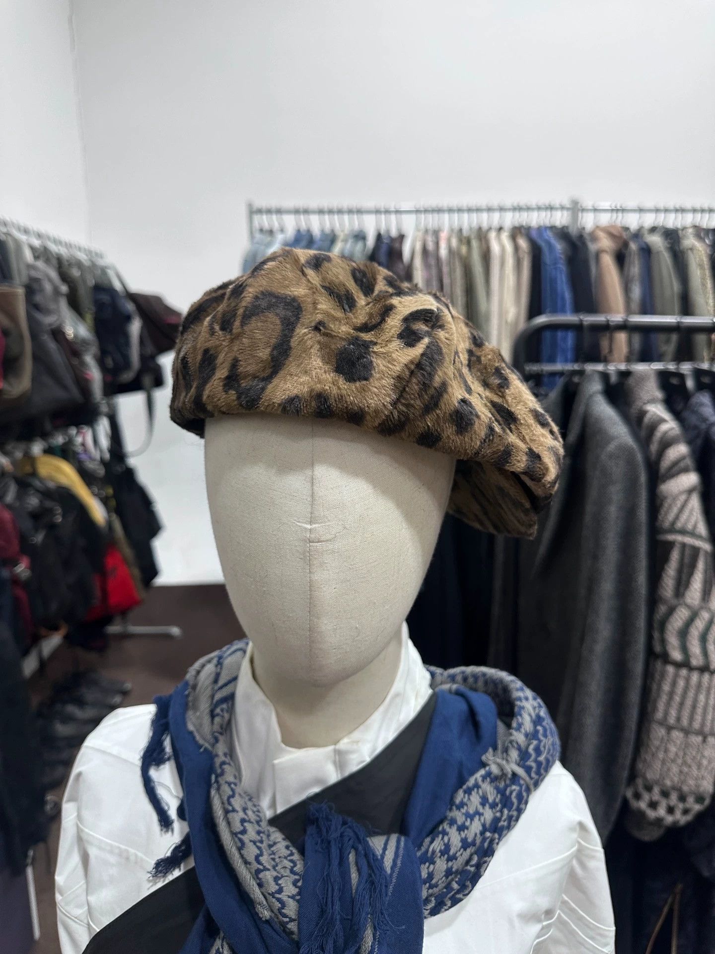 Number (N)ine Leopard Print Faux Fur Beret Hat Size ONE SIZE - 4 Thumbnail