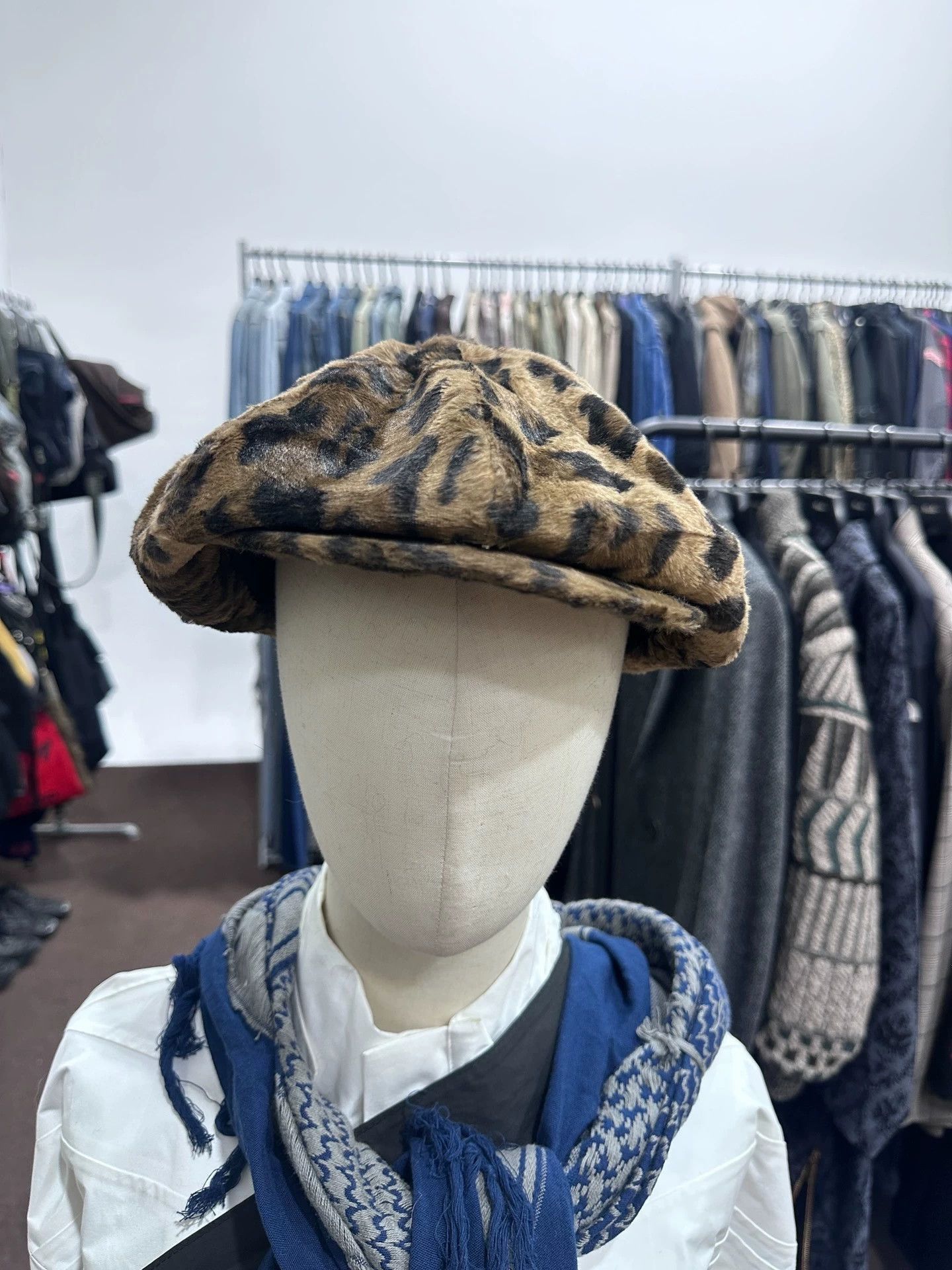 Number (N)ine Leopard Print Faux Fur Beret Hat Size ONE SIZE - 3 Thumbnail