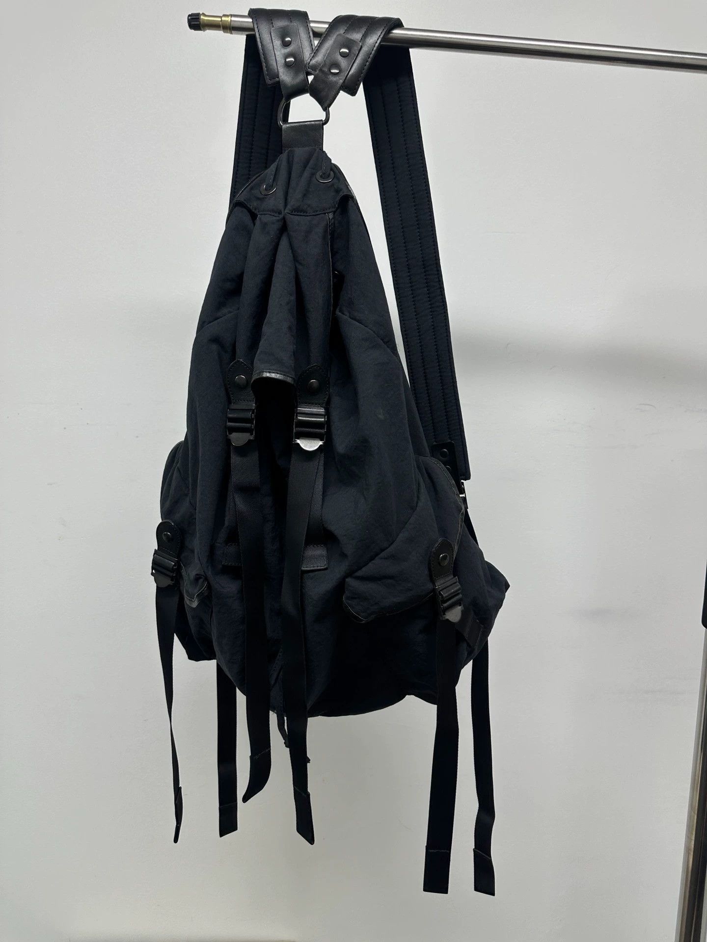 Yohji Yamamoto Black Drawstring Backpack with Adjustable Straps Size ONE SIZE - 2 Thumbnail