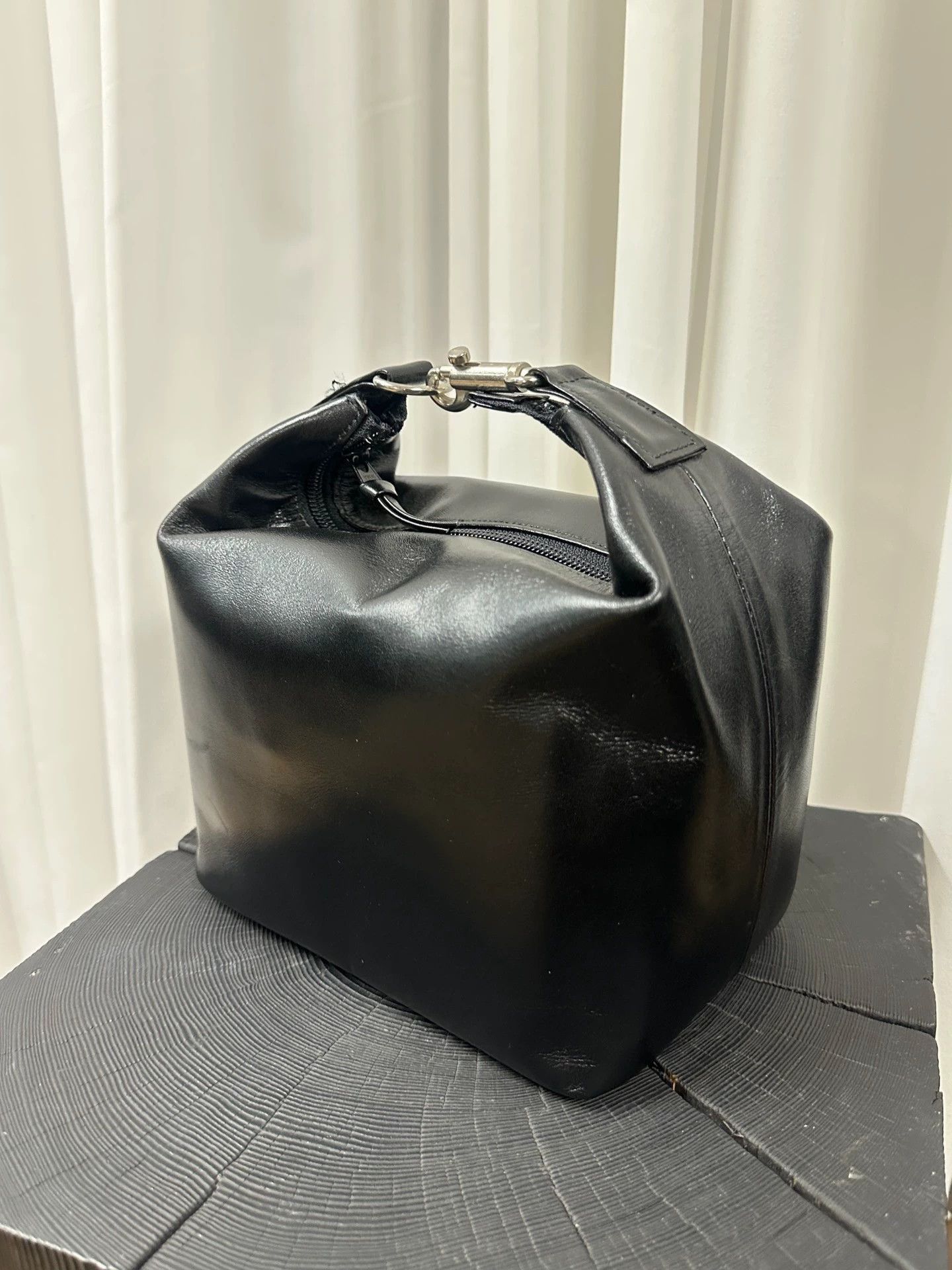 Yohji Yamamoto Black Leather Handbag with Top Handle Size ONE SIZE - 3 Thumbnail