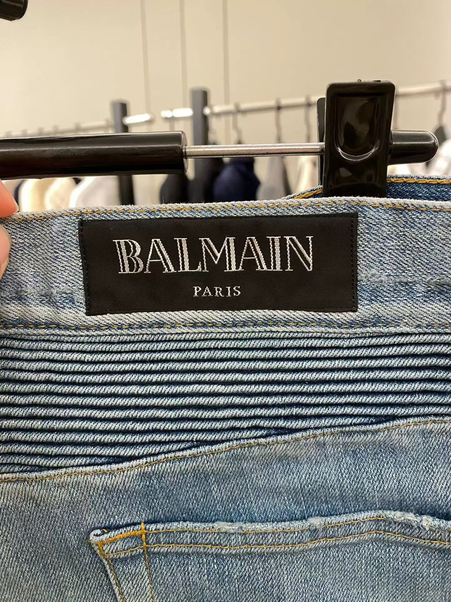 Balmain Blue Distressed Moto-Style Denim Jeans Size US 32 / EU 48 - 3 Thumbnail