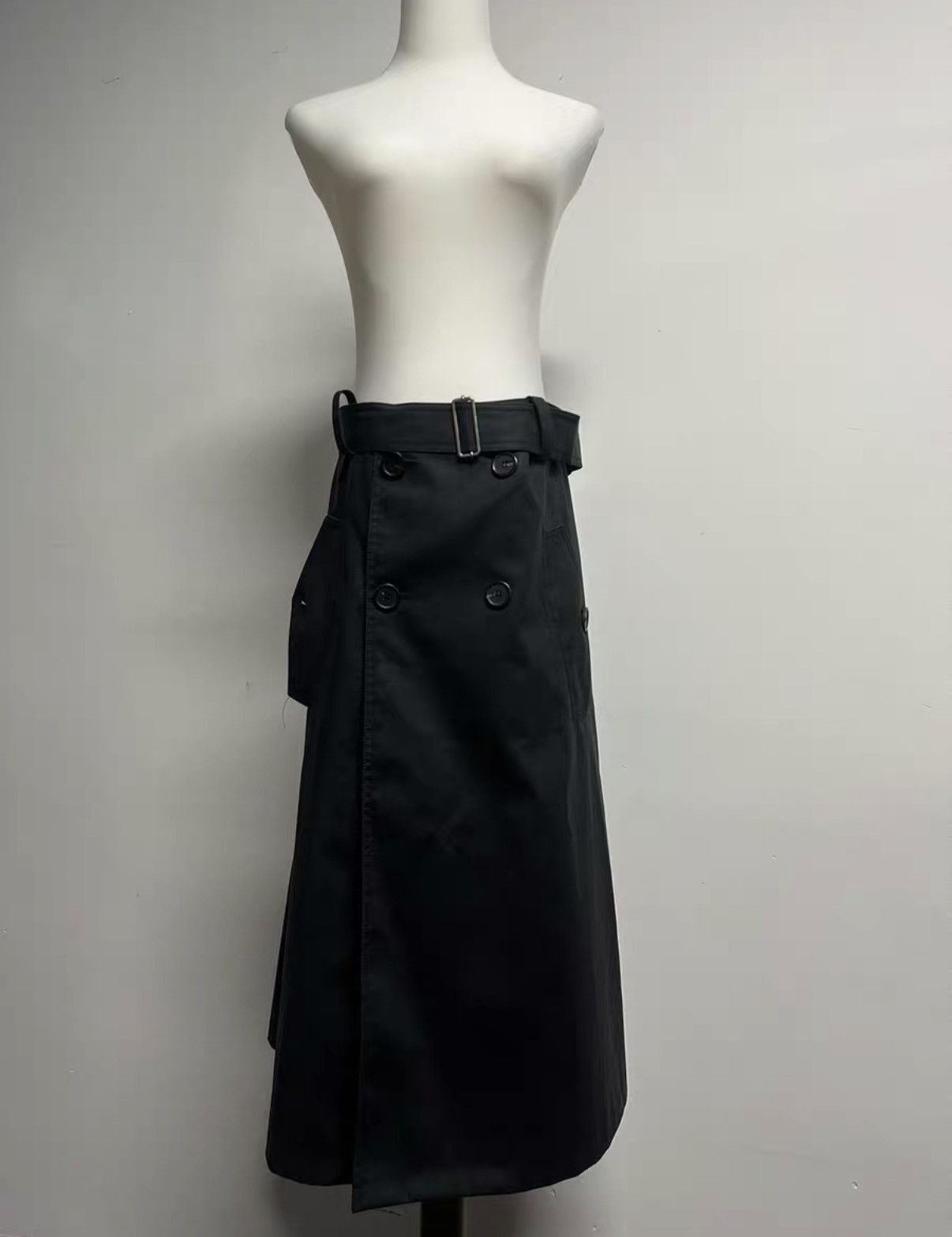 Raf Simons Black Belted Button-Front Midi Skirt Size US 32 / EU 48 - 8 Thumbnail
