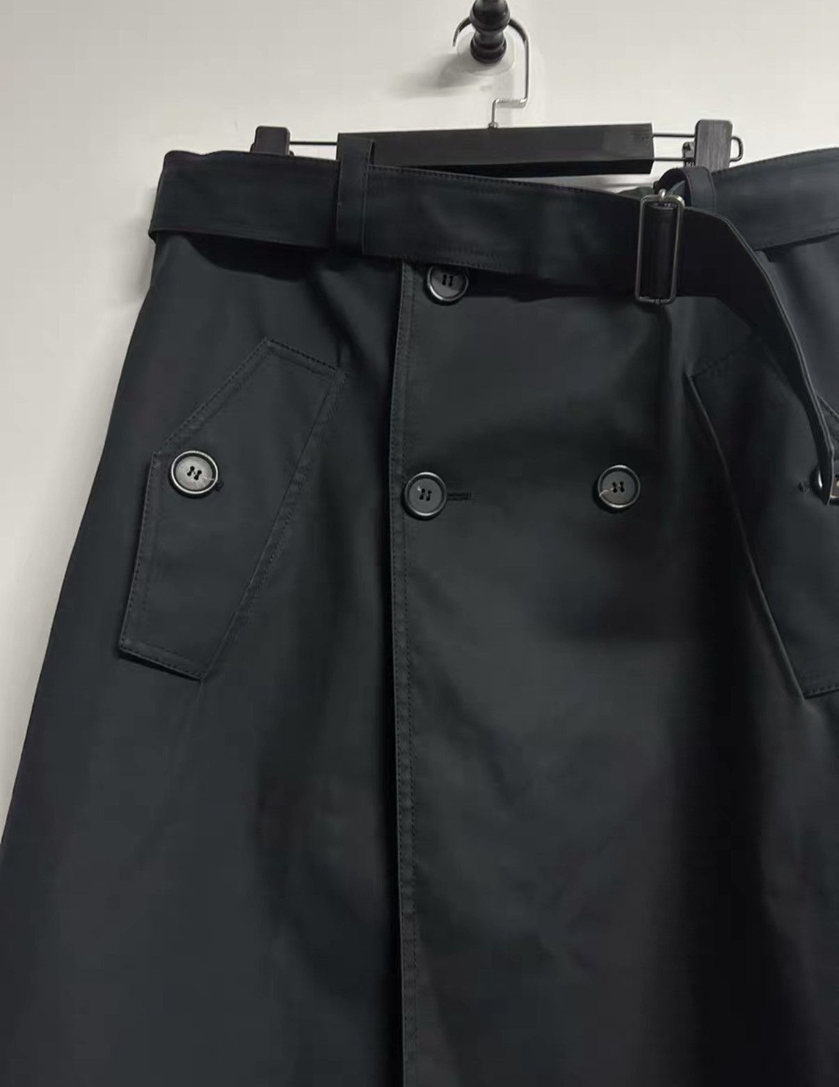 Raf Simons Black Belted Button-Front Midi Skirt Size US 32 / EU 48 - 2 Thumbnail
