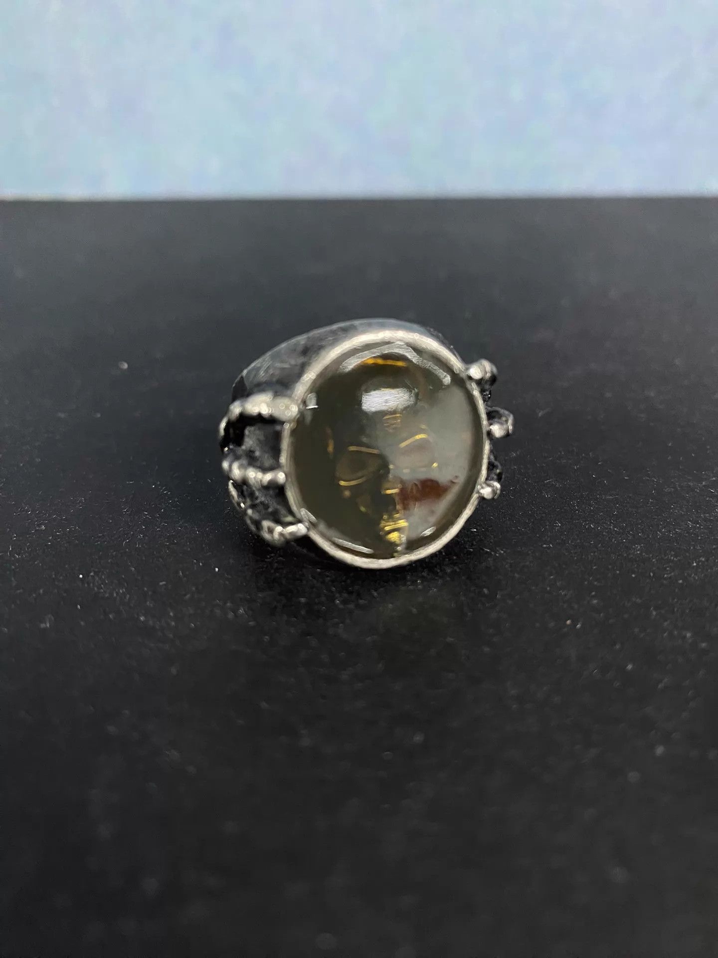 Number (N)ine Black Stone Embellished Silver Ring Size ONE SIZE - 4 Thumbnail
