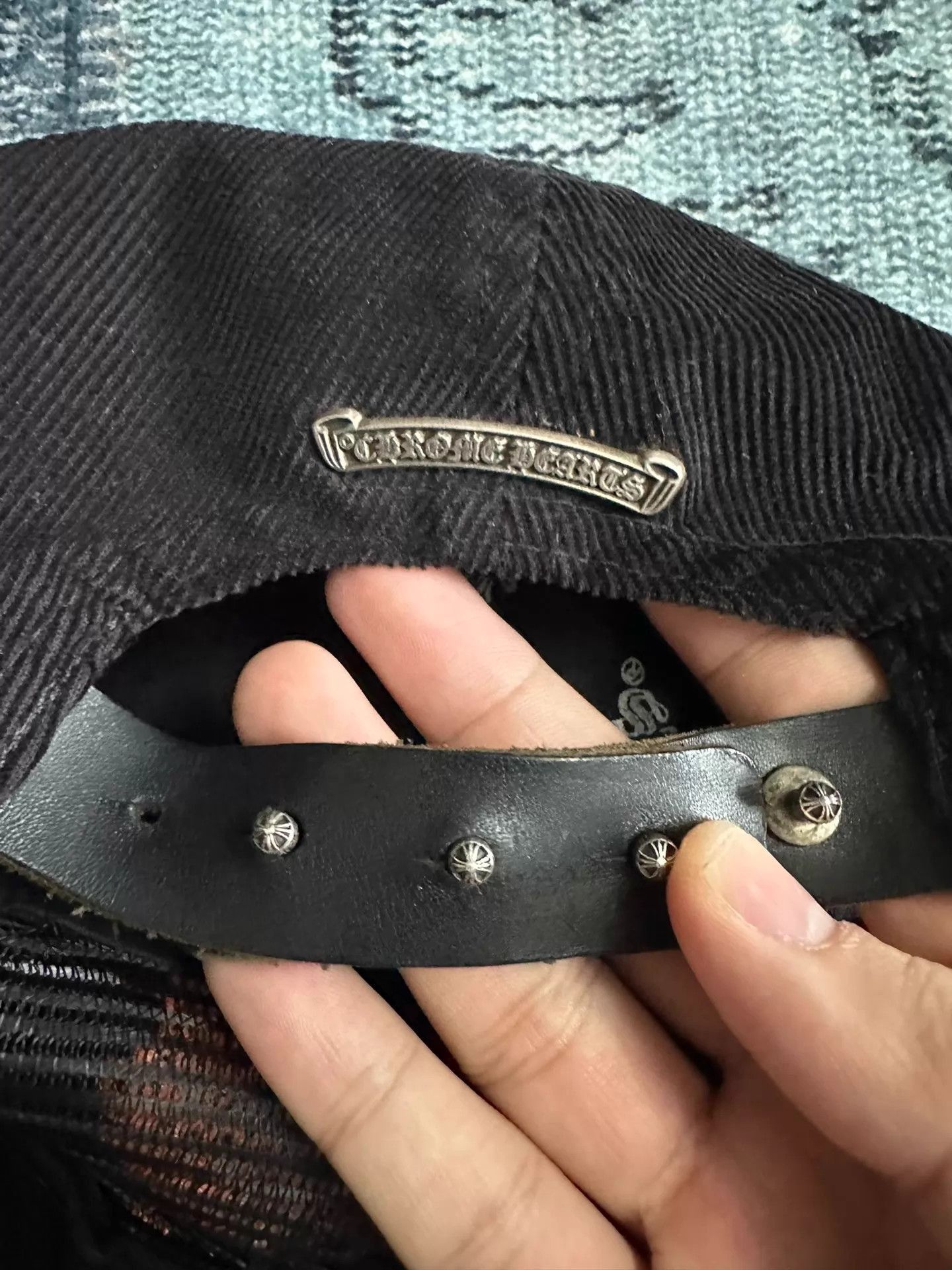 Chrome Hearts Black Corduroy Hat with Orange Embroidered Design Size ONE SIZE - 5 Thumbnail