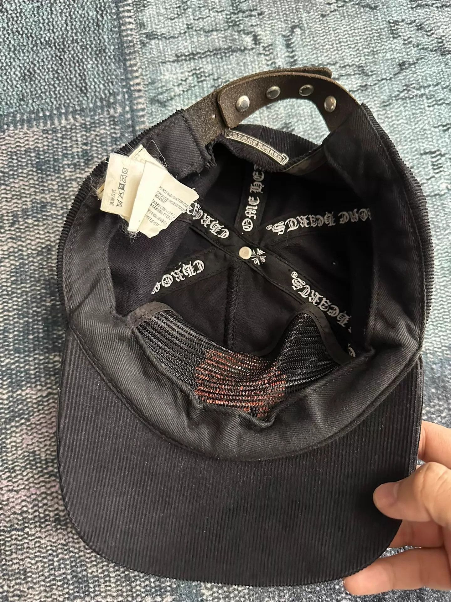 Chrome Hearts Black Corduroy Hat with Orange Embroidered Design Size ONE SIZE - 3 Thumbnail