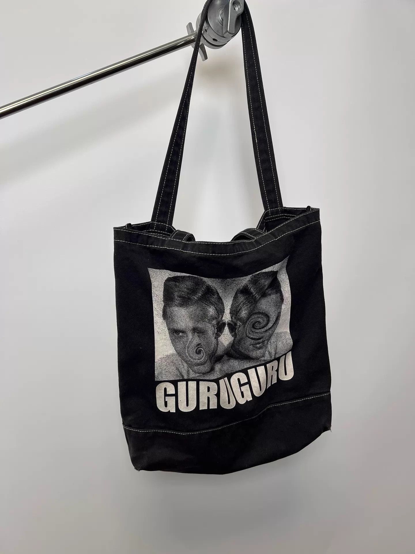 Unknown London Black Tote Bag with GURUGURU Graphic Print Size ONE SIZE - 2 Thumbnail