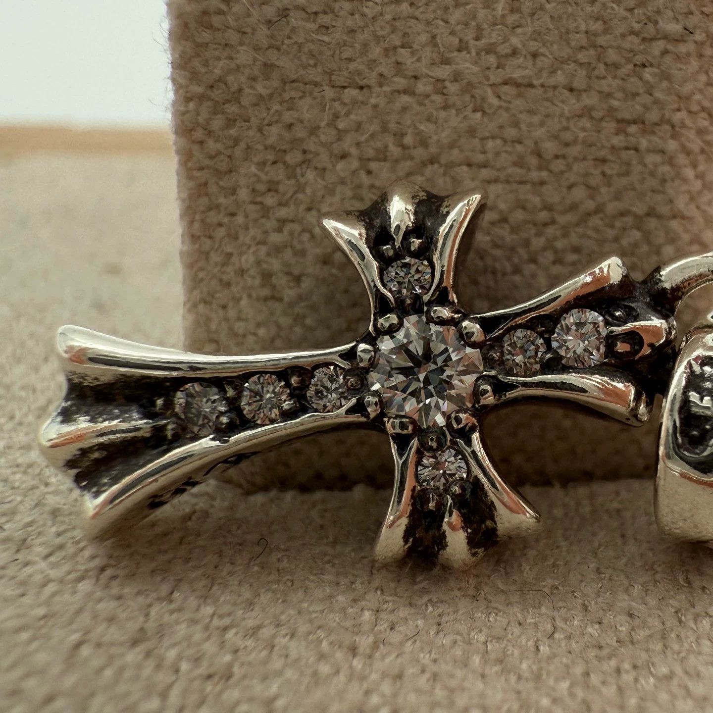 Chrome Hearts Silver Cross Pendant with Crystal Accents Size ONE SIZE - 3 Thumbnail