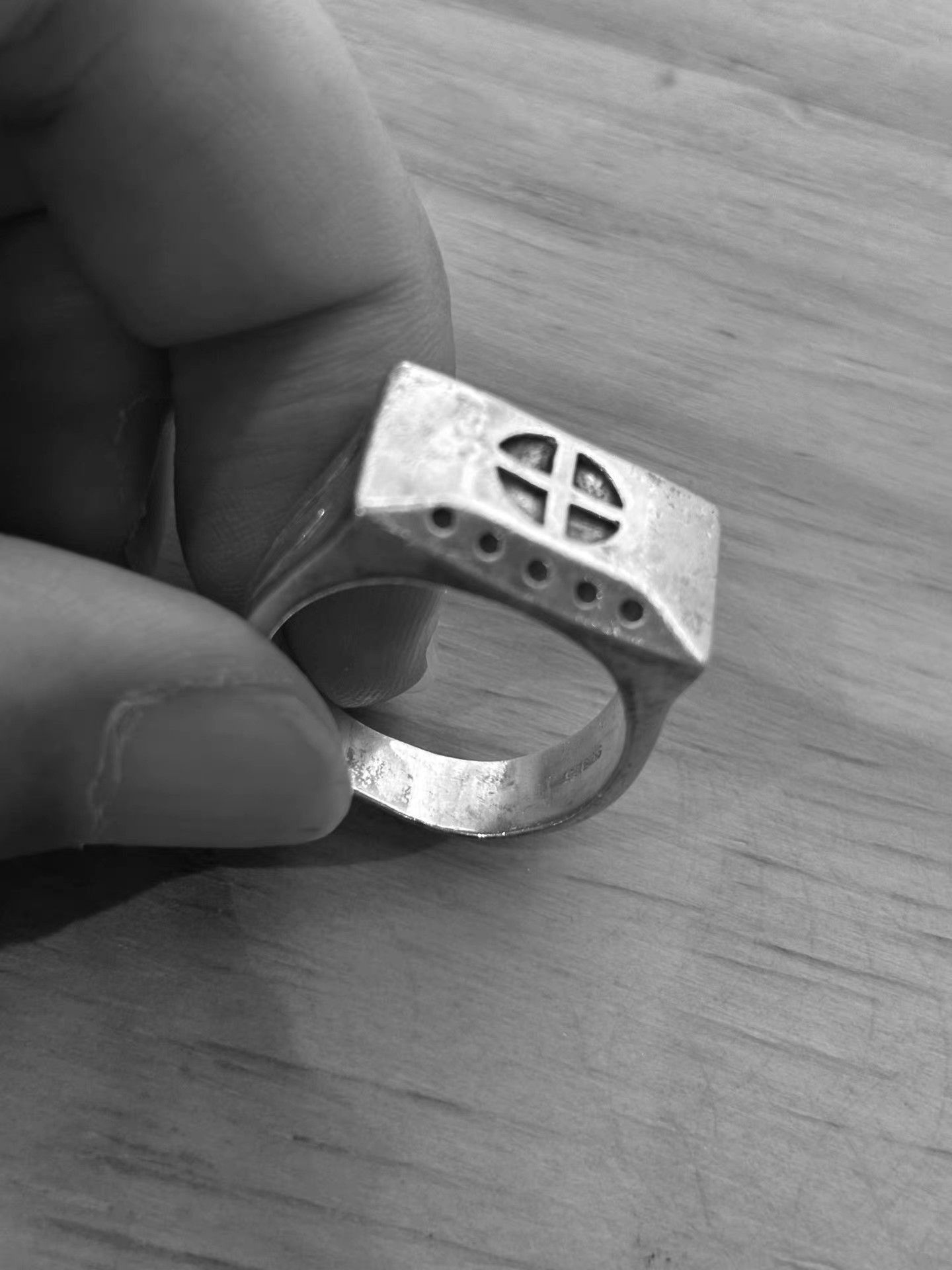 Y's for Men Silver Geometric Pattern Ring Size ONE SIZE - 7 Thumbnail