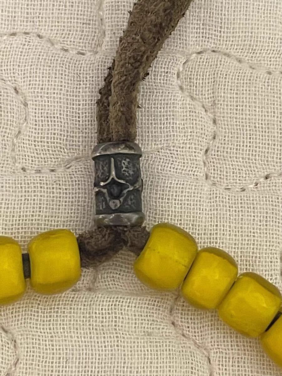 Backbone Red and Yellow Beaded Necklace with Leather Cord Size ONE SIZE - 4 Thumbnail