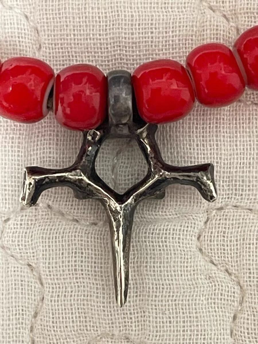 Backbone Red and Yellow Beaded Necklace with Leather Cord Size ONE SIZE - 3 Thumbnail