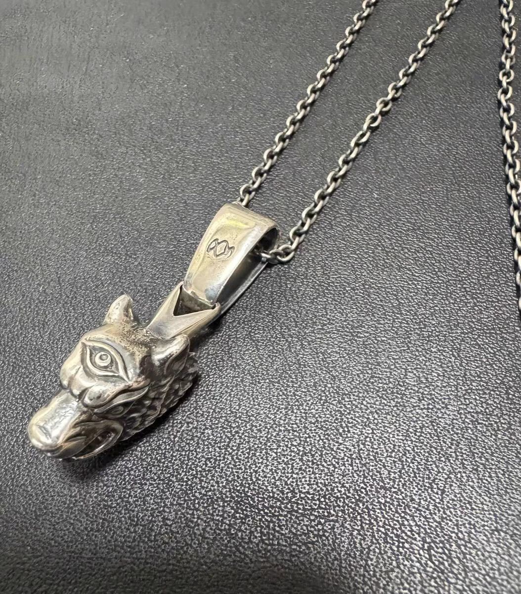 Yohji Yamamoto Silver Wolf Head Pendant Necklace Size ONE SIZE - 2 Thumbnail