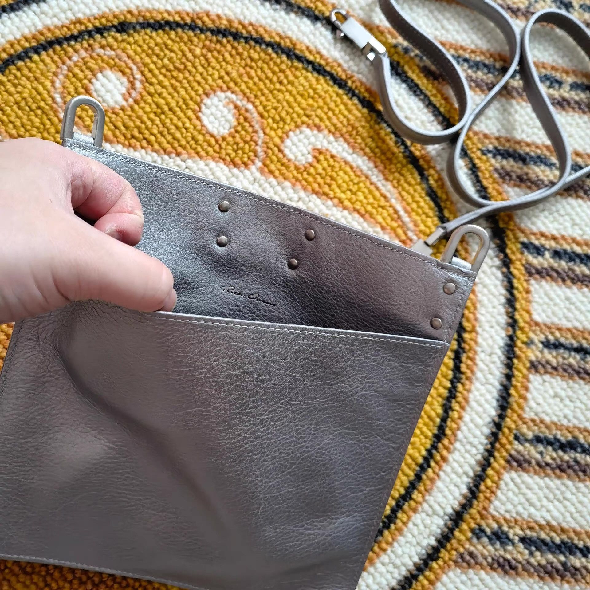 Rick Owens Silver Crossbody Bag with Adjustable Strap Size ONE SIZE - 3 Thumbnail