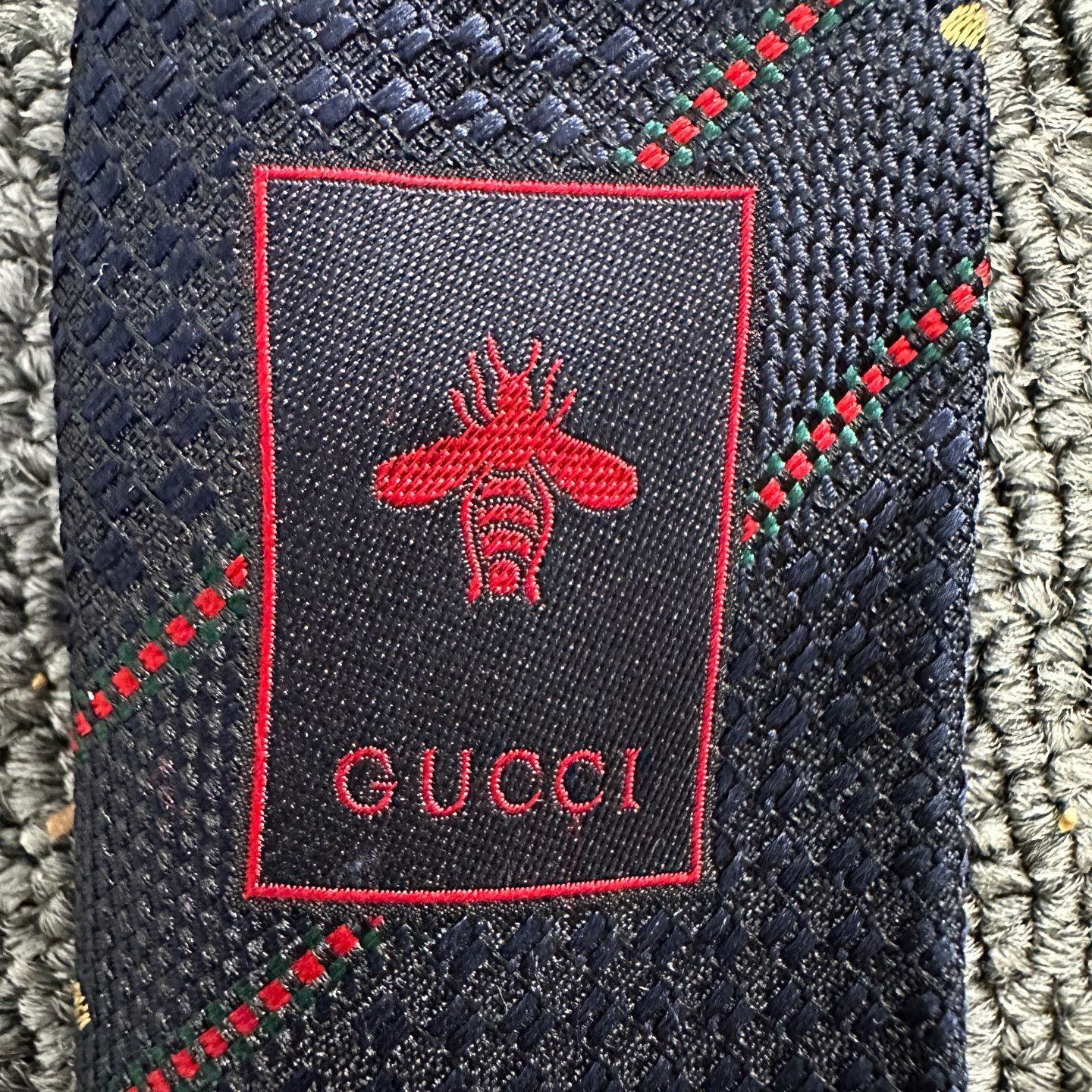 Gucci Gucci Navy Silk Bee Embroidery Tie Size ONE SIZE - 5 Thumbnail