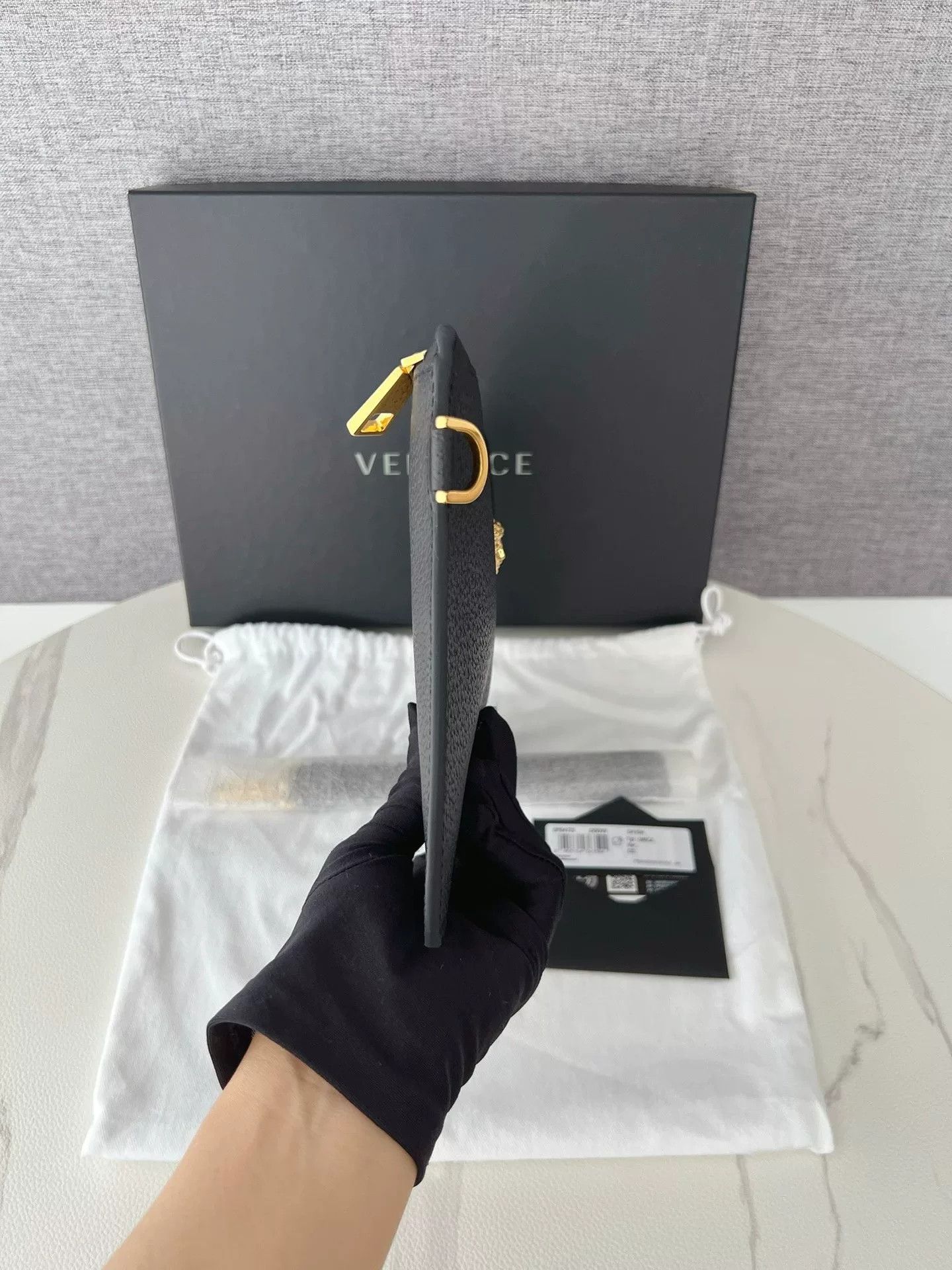 Versace Versace Medusa Gold Head Black Leather Clutch Size ONE SIZE - 3 Thumbnail