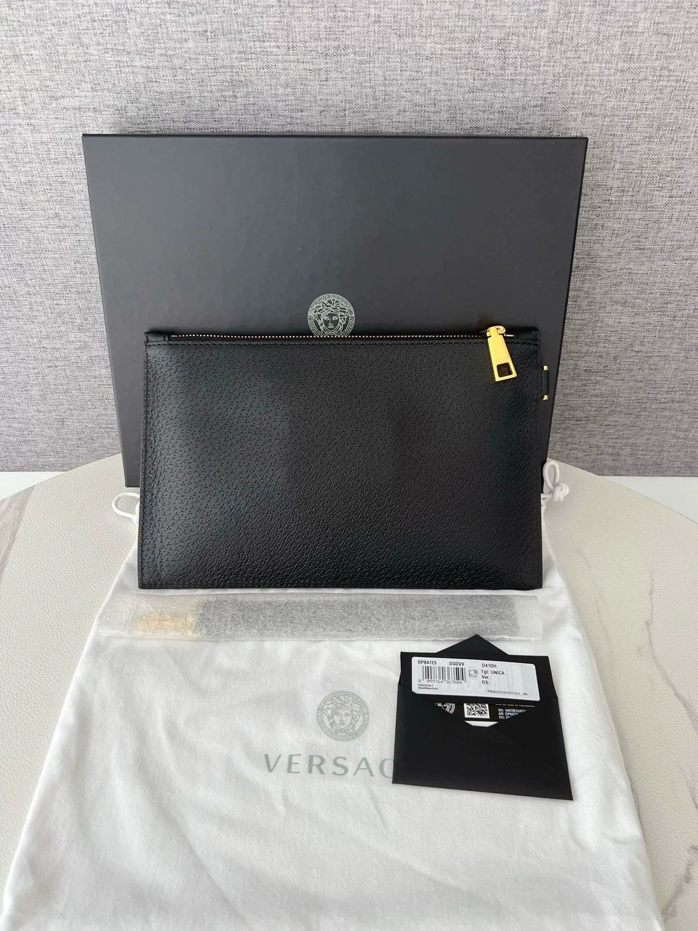 Versace Versace Medusa Gold Head Black Leather Clutch Size ONE SIZE - 2 Thumbnail