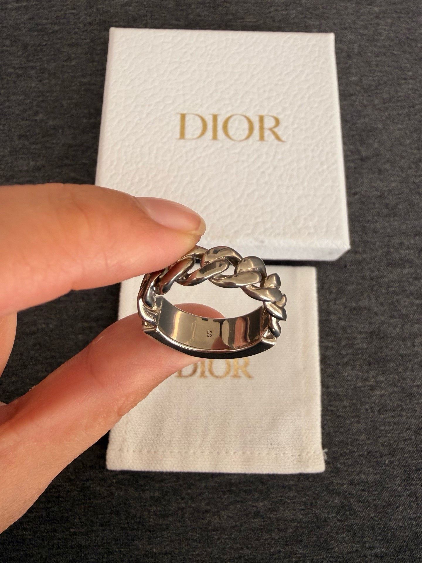 Dior Dior Men's Silver Logo Chain Ring Size ONE SIZE - 4 Thumbnail