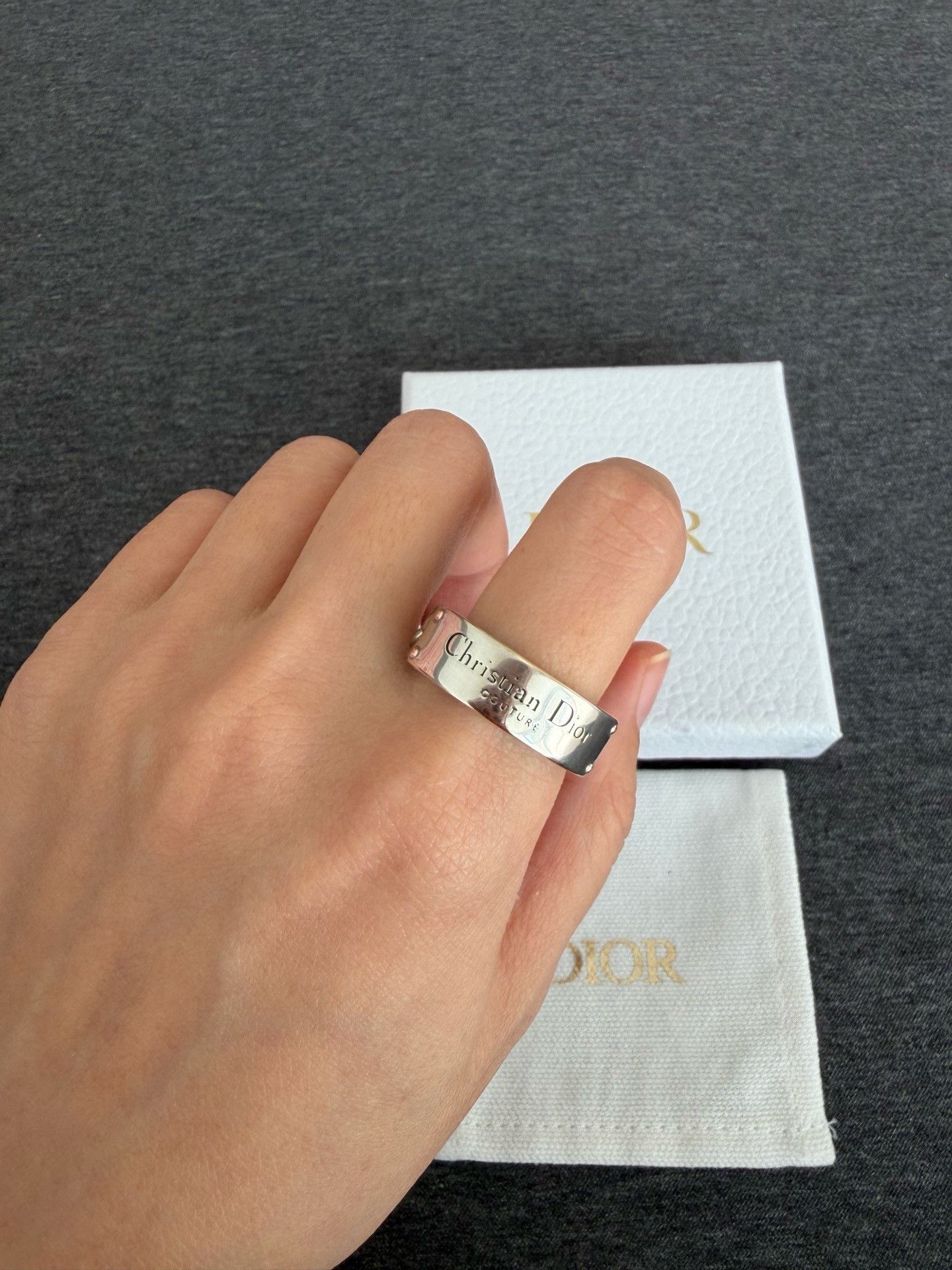 Dior Dior Men's Silver Logo Chain Ring Size ONE SIZE - 5 Thumbnail