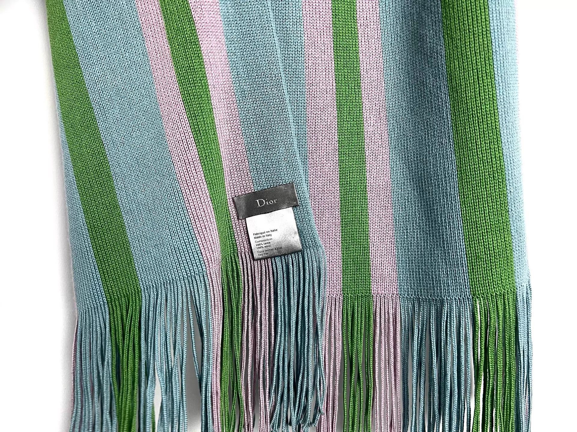 Dior Multi-Colored Striped Fringed Scarf Size ONE SIZE - 3 Thumbnail