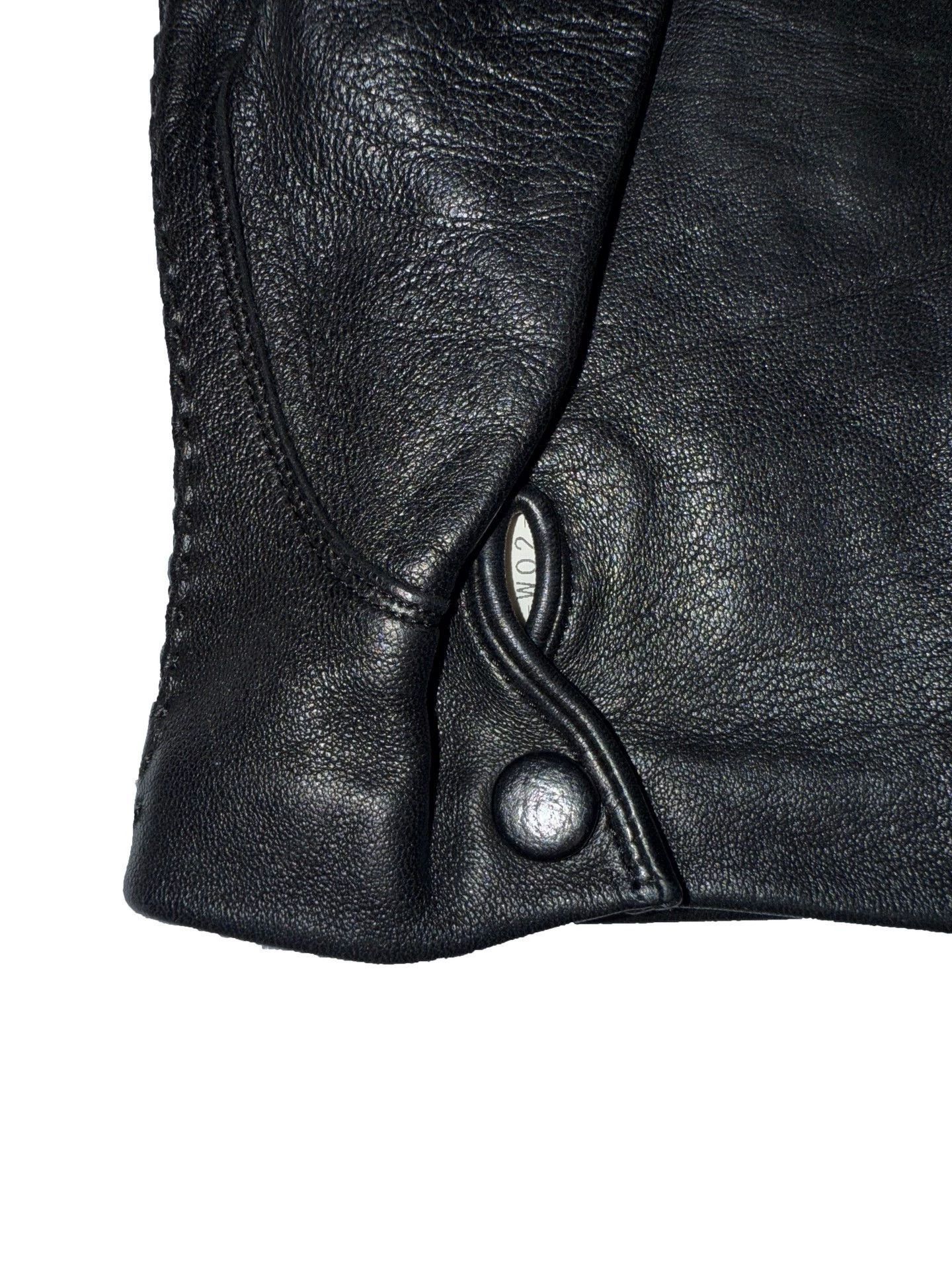 Yohji Yamamoto Black Leather Gloves with Symbolic Embroidery Size ONE SIZE - 6 Thumbnail