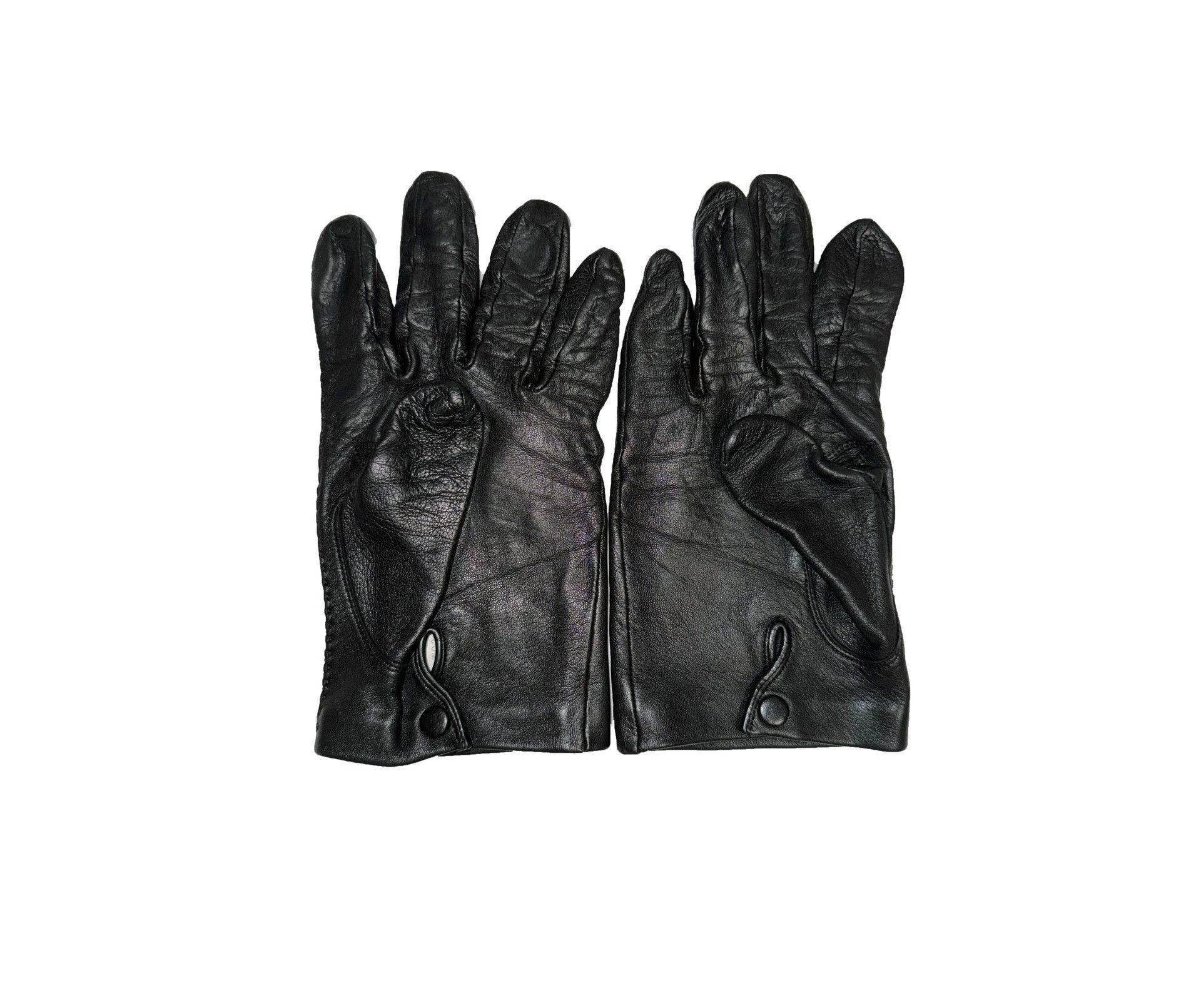Yohji Yamamoto Black Leather Gloves with Symbolic Embroidery Size ONE SIZE - 5 Thumbnail