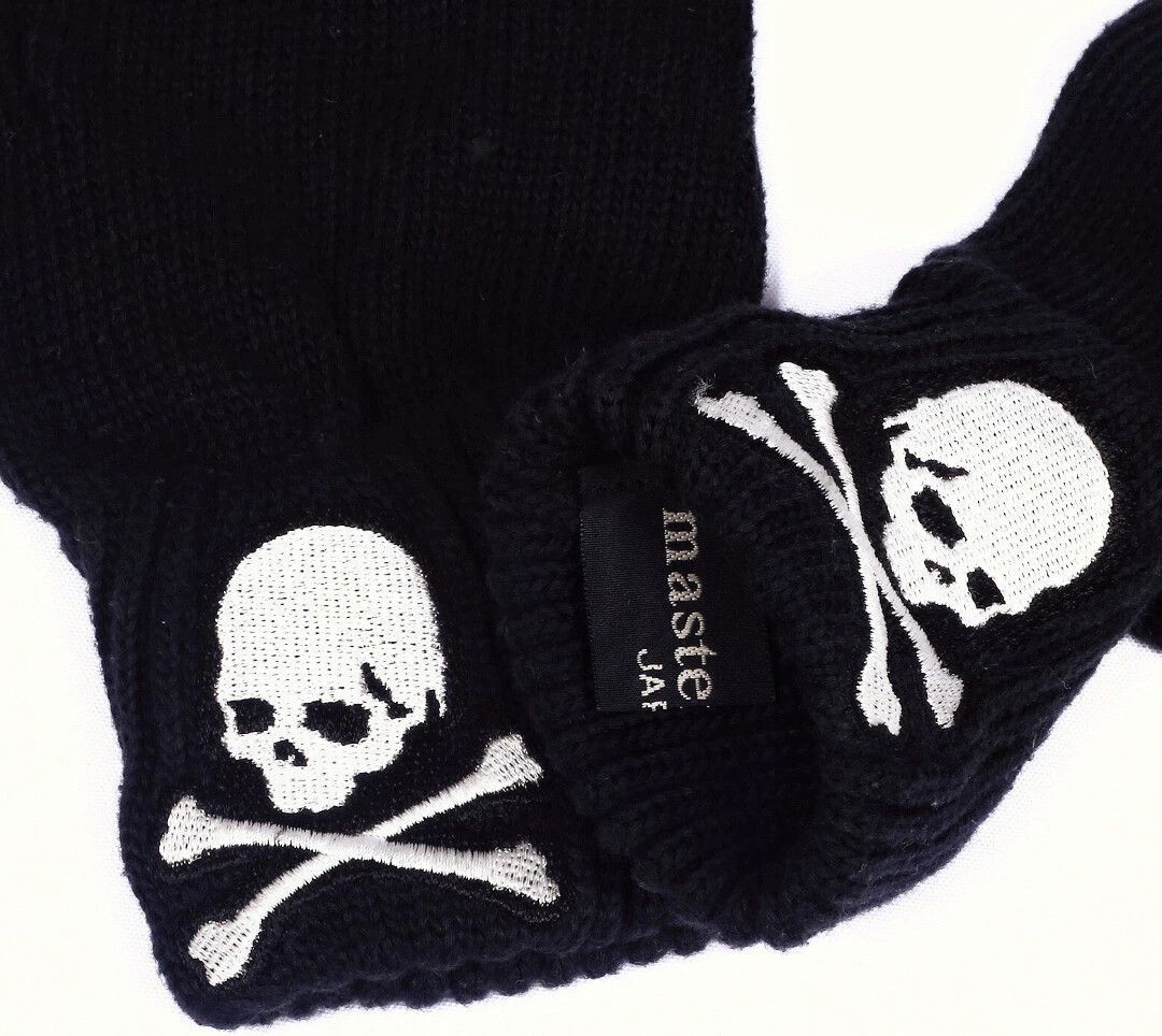 Mastermind Japan Black Fingerless Gloves with Skull Crossbones Design Size ONE SIZE - 4 Thumbnail