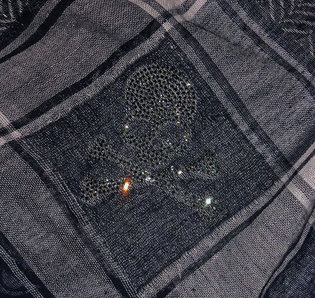 Mastermind Japan Gray Skull Patterned Scarf with Fringe Size ONE SIZE - 3 Thumbnail