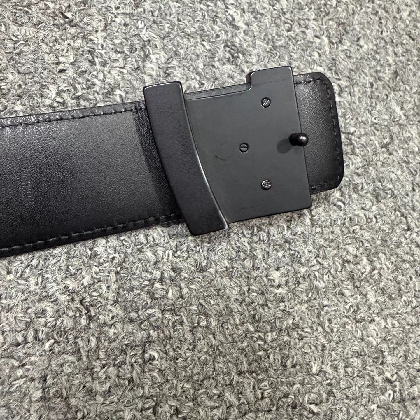 Louis Vuitton Black Checkered Belt with Logo Buckle Size ONE SIZE - 3 Thumbnail