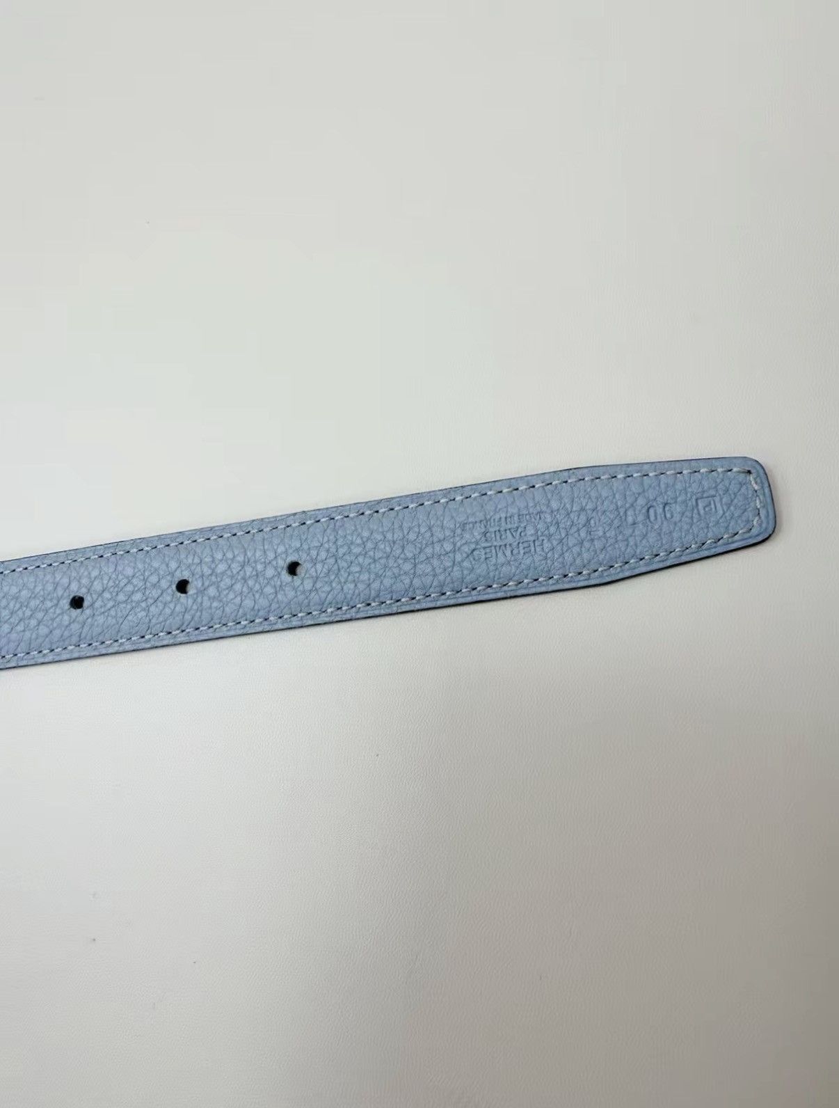 Hermes Blue Leather Belt with Silver H Buckle Size ONE SIZE - 5 Thumbnail